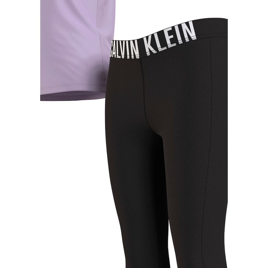 Calvin Klein Underwear Pyjama »KNIT PJ SET (SS+LEGGING)«, (2 tlg.), mit leicht transparenten Beineinsätzen