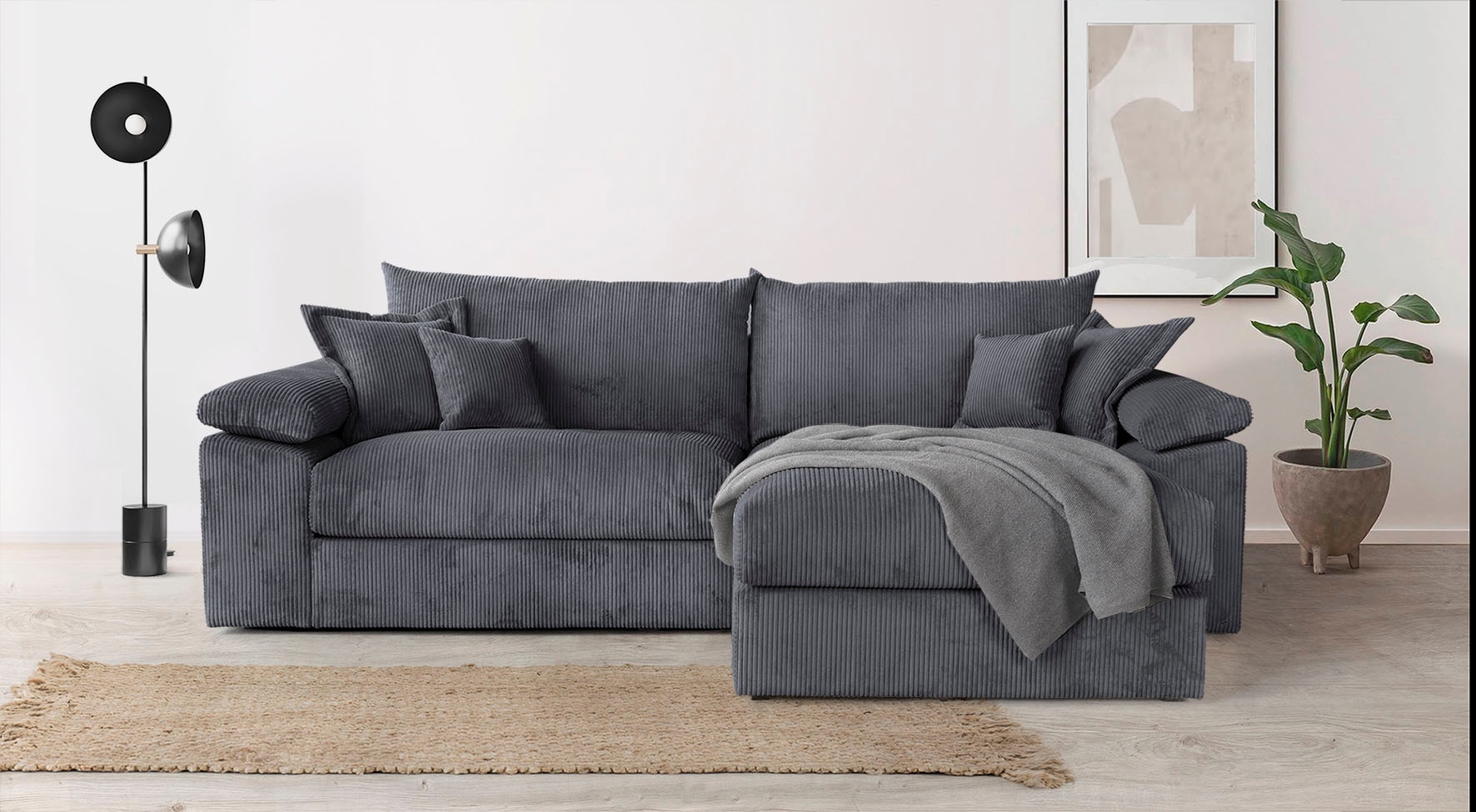 Home affaire Ecksofa »Soft&Cosy XXL L-Form - Breite 303 cm«, Mega-Sofa, in Cord, Federkern-Polsterung