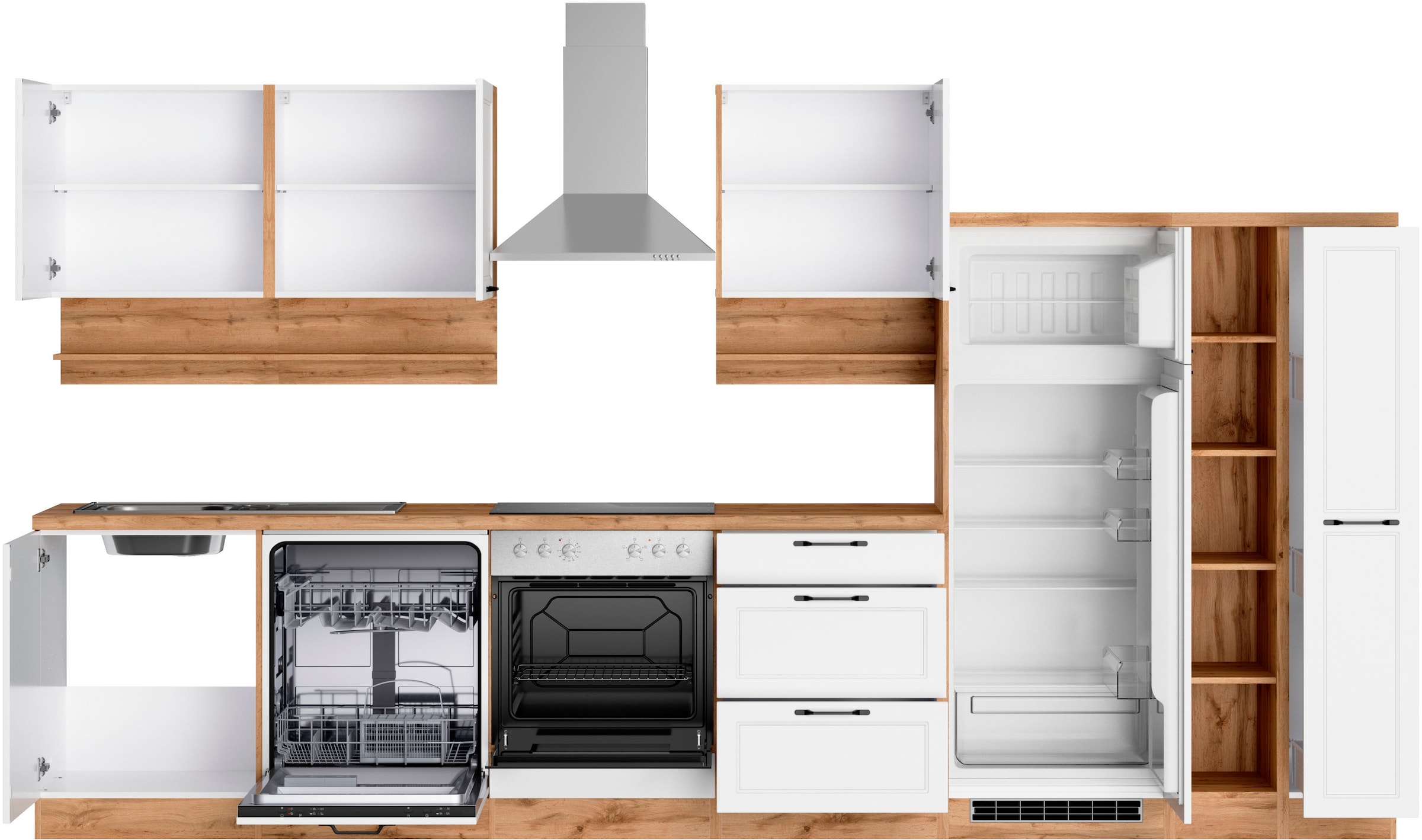 KOCHSTATION Kitchenette »KS-Lana« 360 cm de large, avec ou sans appareils électriques au choix