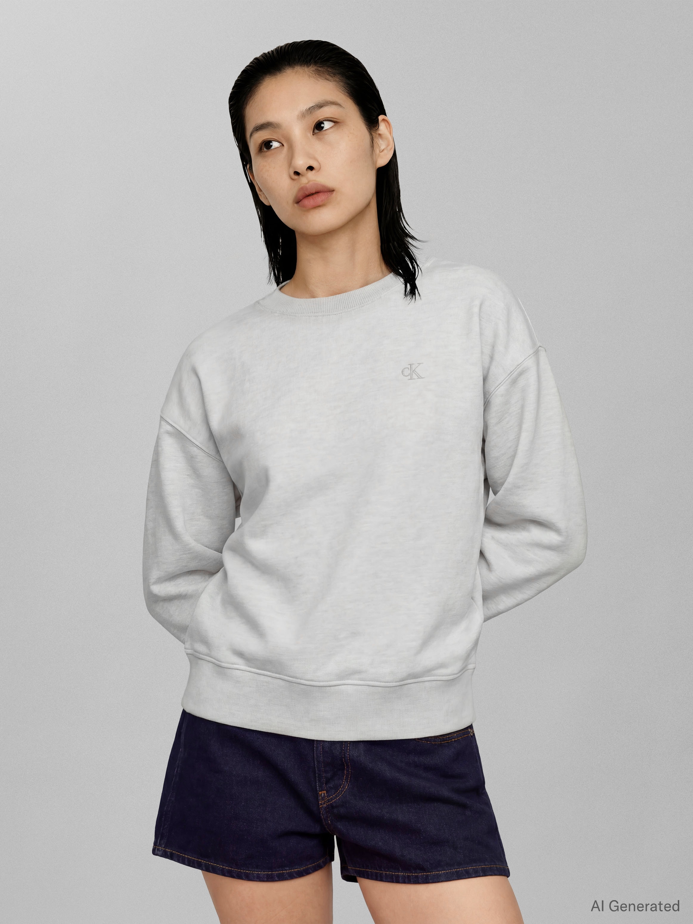 Image of Calvin Klein Jeans Sweatshirt "RELAXED MONOGRAM FRENCH TERRY", Relaxed fit mit Rundhalsausschnitt