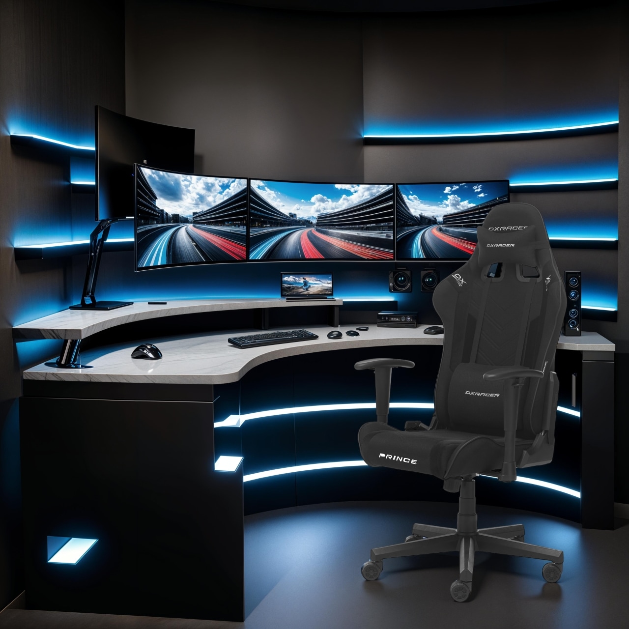 MCA furniture Chaise de jeu »DX Racer Prince Gamingchair« (Set) 1 cuisGaming,Racing,Design,Lordose,Kissen,Armlehne,drehbar,verstellbar