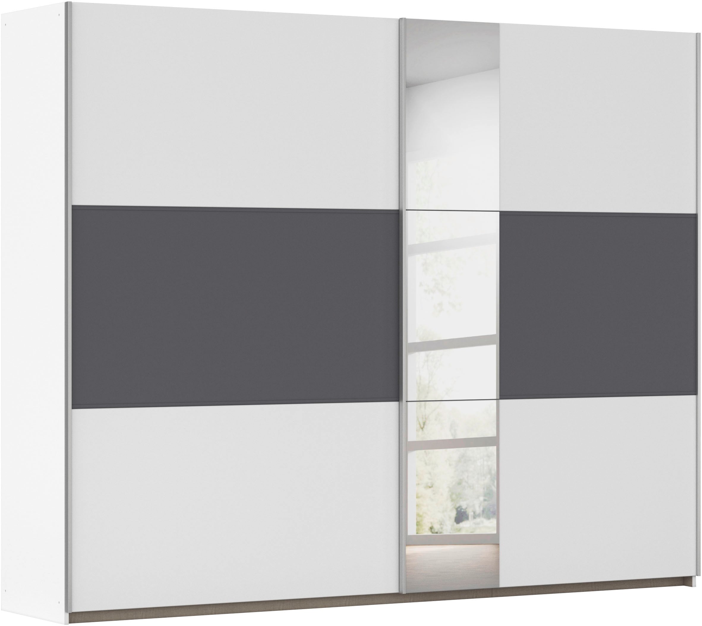 Image of rauch Schwebetürenschrank "Kleiderschrank Schrank Garderobe ASTANA" 3 Ausstattungen BASIC/CLASSIC/PREMIUM (inkl. SOFT-CLOSE-FUNKTION), mit 3 Spiegelelementen, Metallgriffleisten alufarbig MADE IN GERMANY