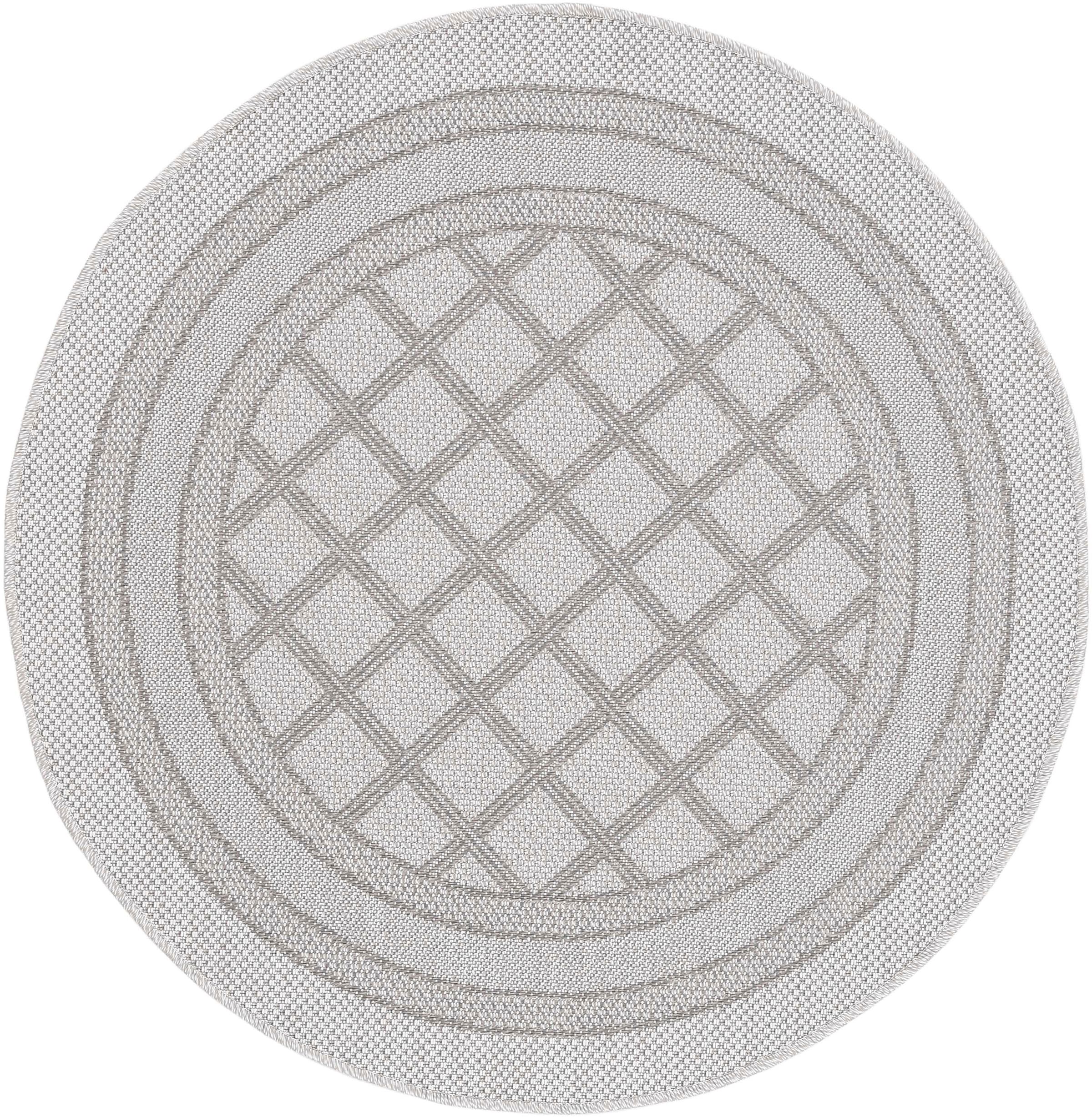 Image of carpetfine Teppich "Boho 104" rund 4 mm Höhe robustes Flachgewebe, Sisal Optik, UV-beständig, Aussenbereich