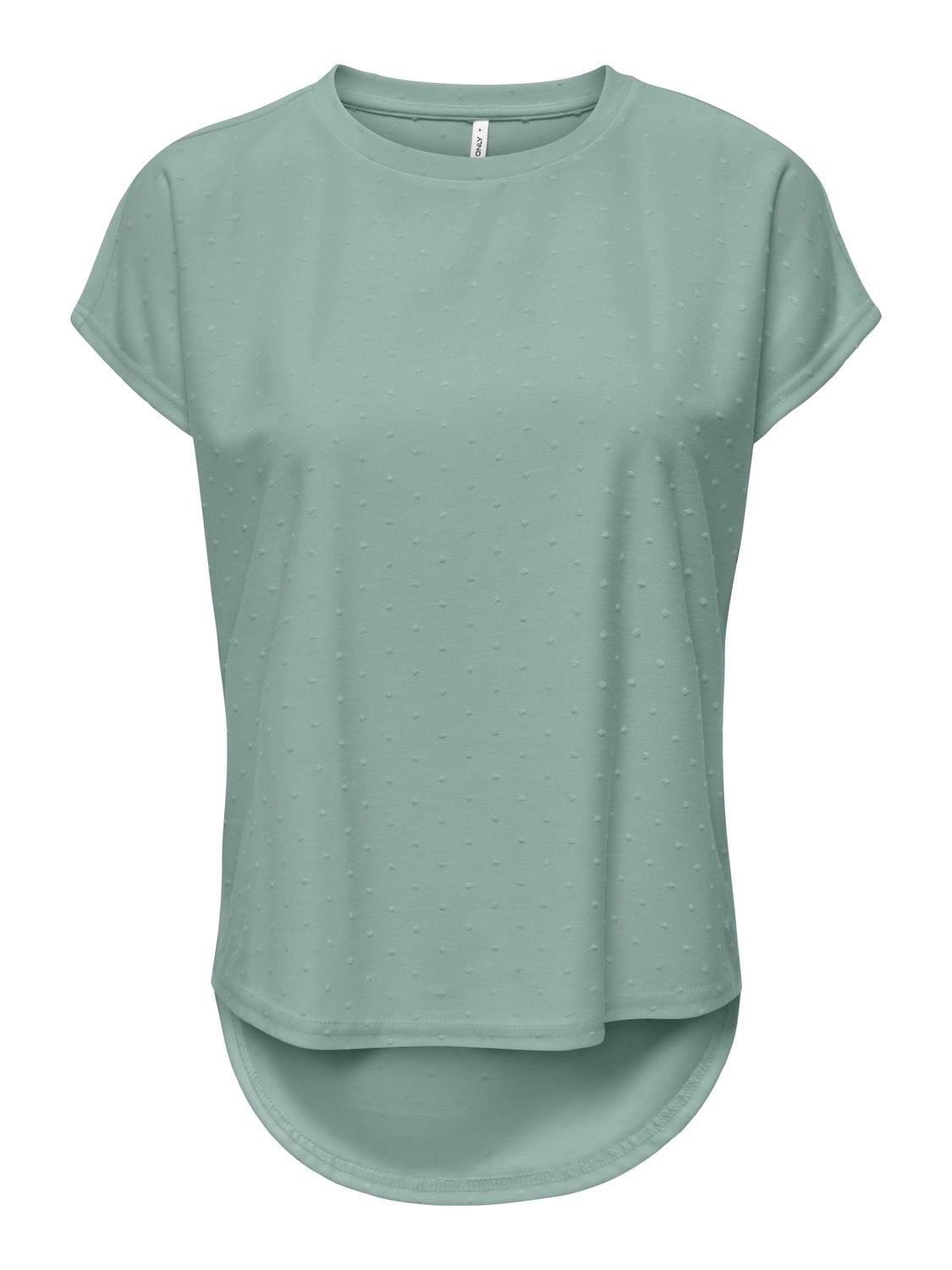 ONLY T-shirt à manches courtes »ONLMOLLY S/S O-NECK DOBBY TOP JRS« Materialmix, regular fit, Rundhals