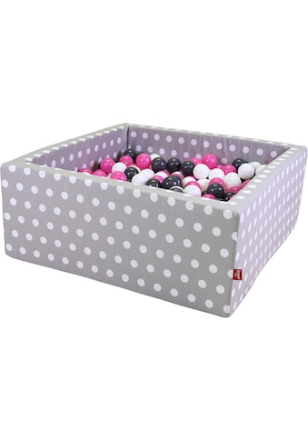 Bällebad »Soft, Grey White Dots«, eckig mit 100 Bällen creme/Grey/rose; Made in Europe