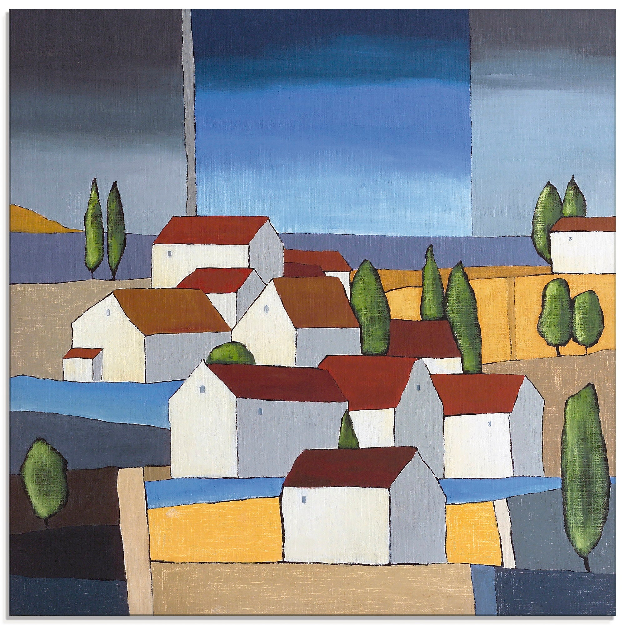 Image of Artland Glasbild »Dorf in der Nähe vom Meer II«, Gebäude, (1 St.) bei Ackermann Versand Schweiz