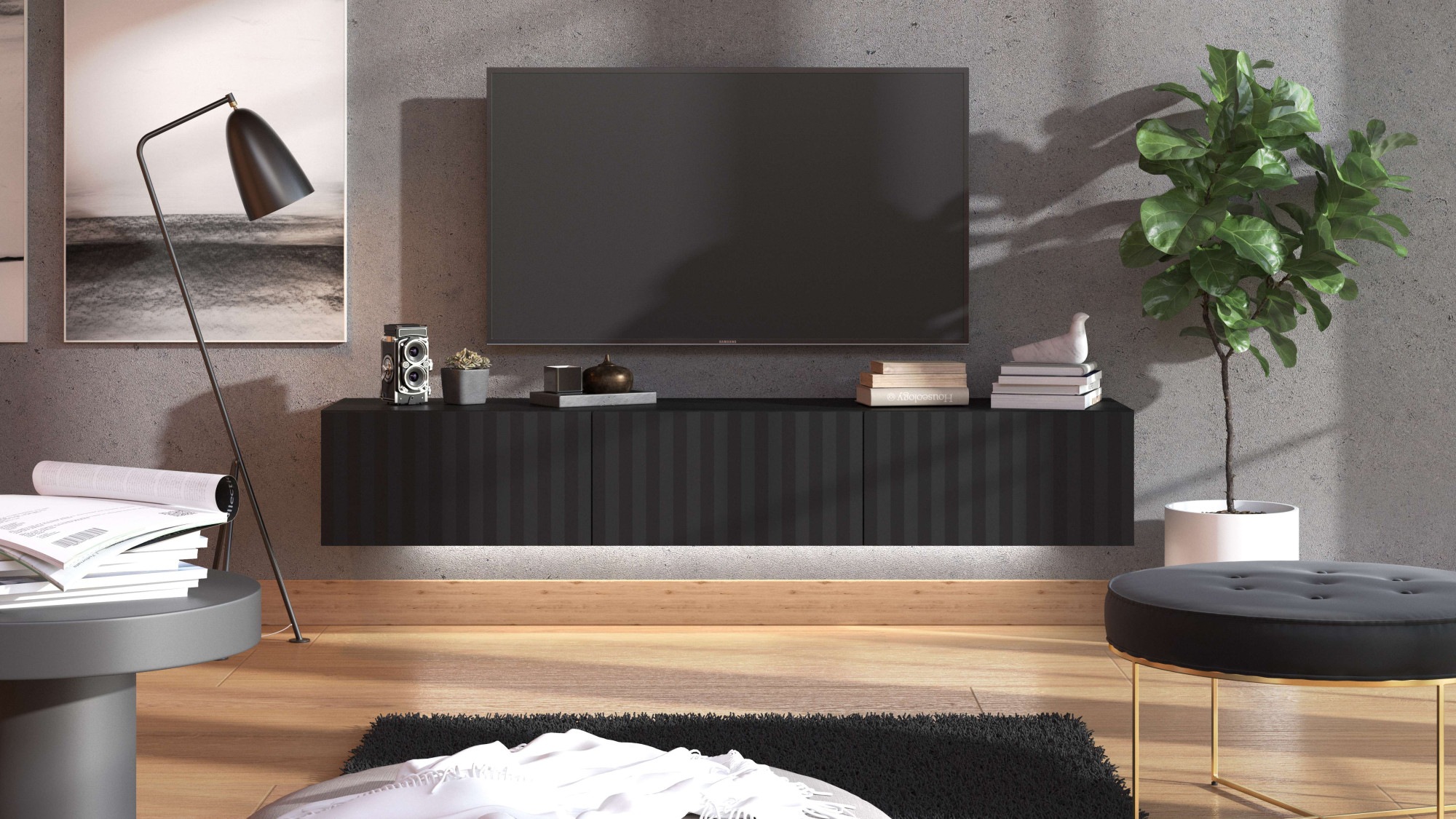 INOSIGN Lowboard »Antibes TV-Lowboard, Breite 192/154/128 cm, TV-Schrank«, TV-Kommode, 3D-Fronten, Push-To-Open-Funktion, Wandmonatage