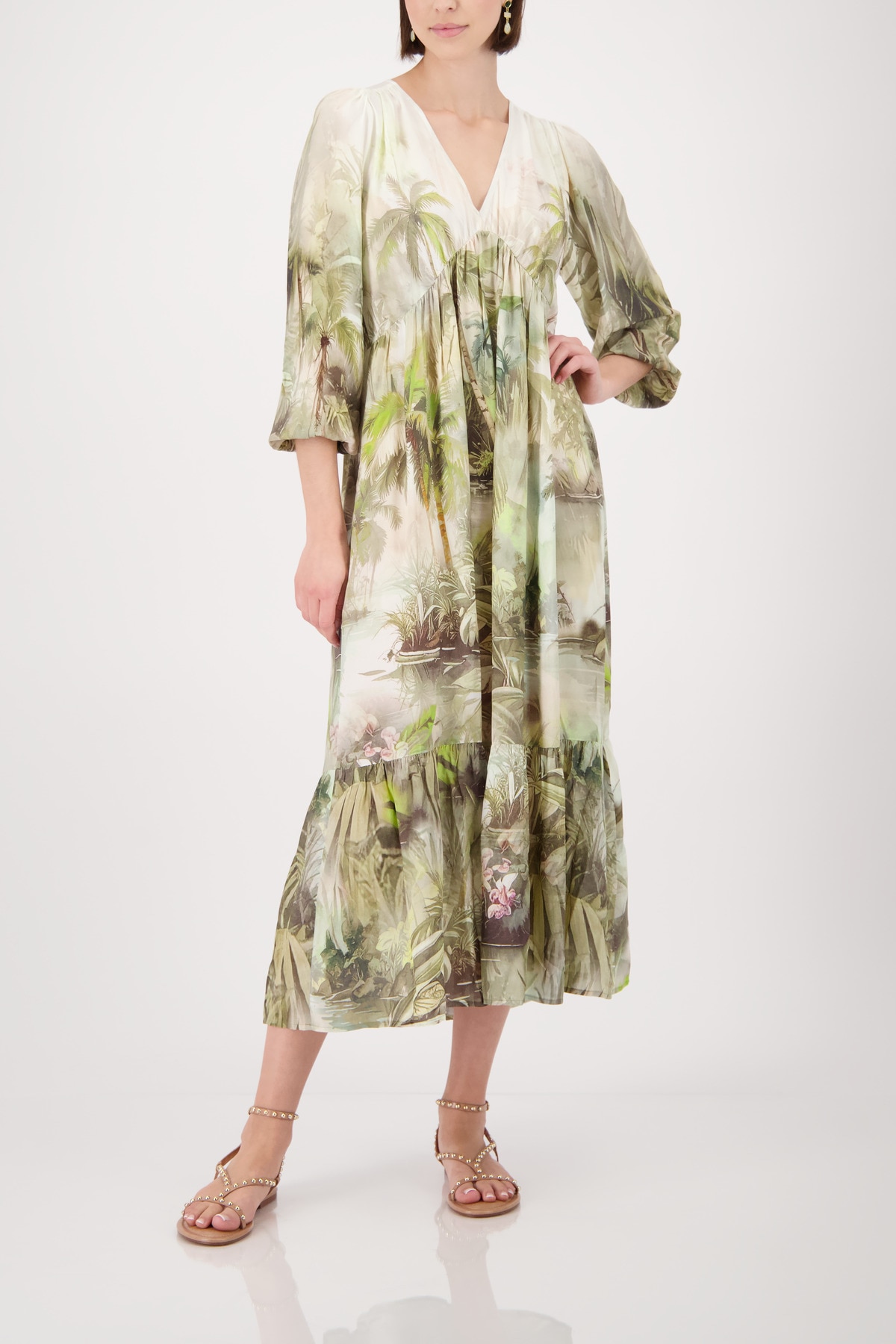 Image of Monari Maxikleid "Kleid Tropical Allover" Ohne Tasche Regular fit mit tropischem Print