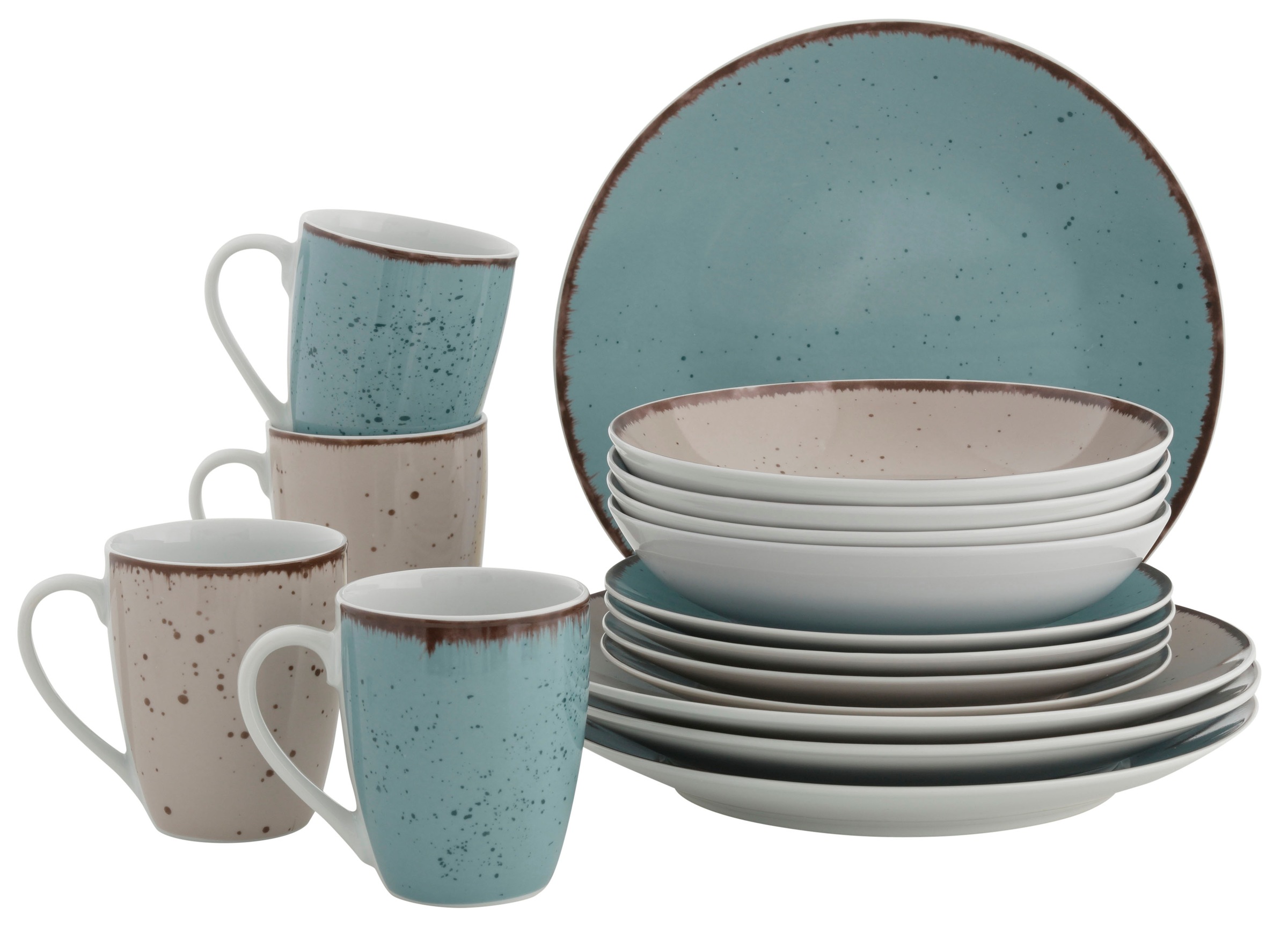 Image of Home affaire Kombiservice »Locarno«, (Set, 16 tlg.), trendiges Natur-Design mit Sprenkeln, in 2 Farben bei Ackermann Versand Schweiz