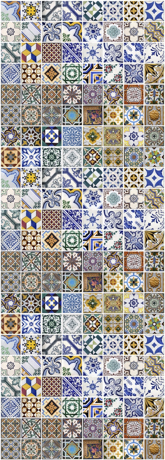 Image of queence Vinyltapete "Mosaik Muster Portugal" Abriebeffekte Steinoptik bedruckt clean minimalistisch unifarben glatt 90x250cm, selbstklebend, kinderleichte Anbringung, Sticker
