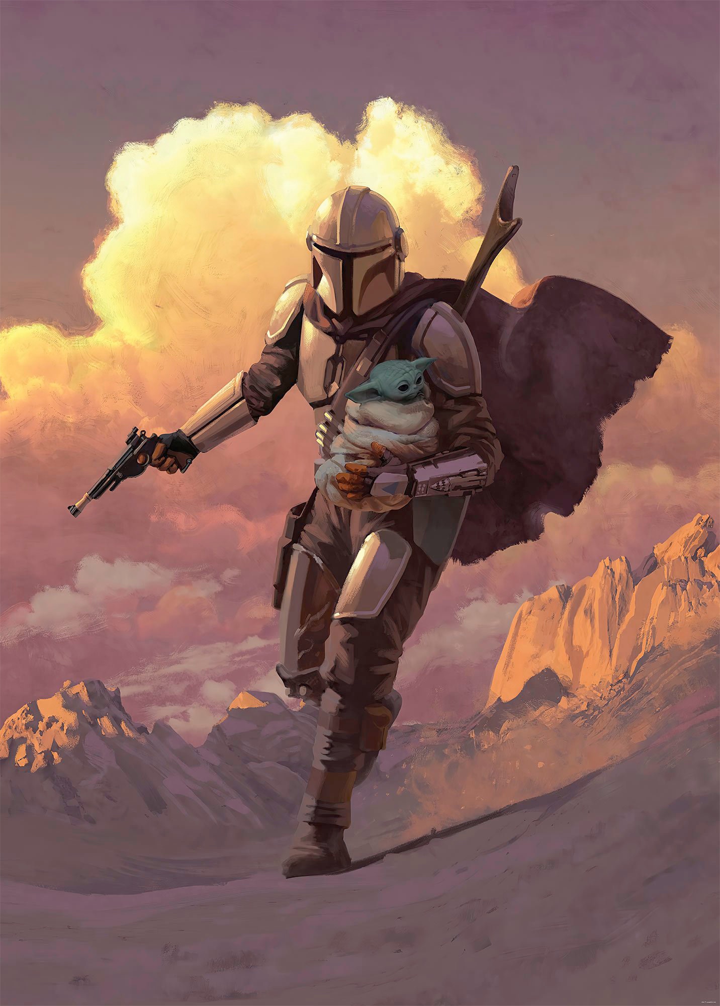 Image of Komar Vliestapete "Digitaldruck Vlies - Mandalorian Escape - Grösse 200 x 280 cm" bedruckt glatt Kinderzimmer