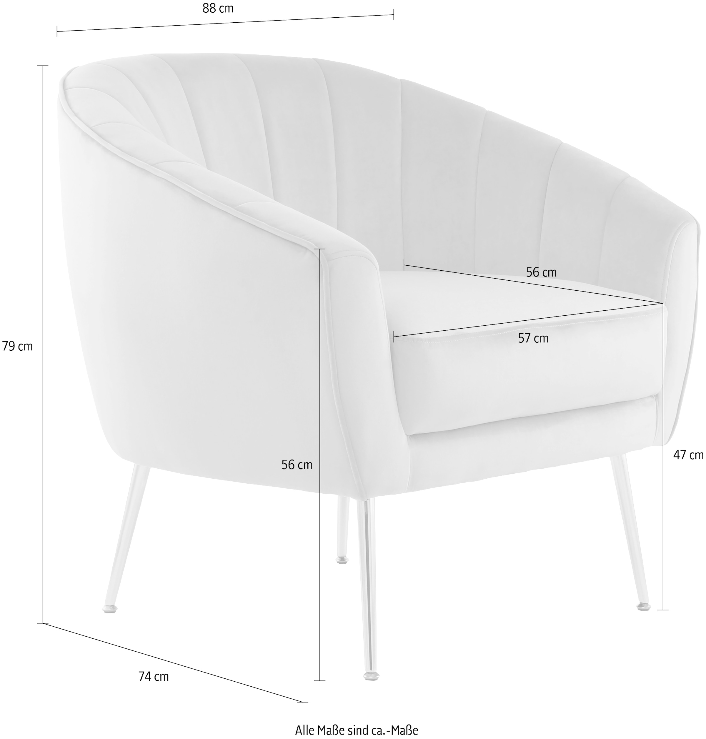 Kayoom Sessel »Sofa Doreen 125, komfortabler Sessel, einfarbige Gestaltung«, (1 St.), modern, platzsparend, pflegeleicht, samtweicher Bezug aus Stoff