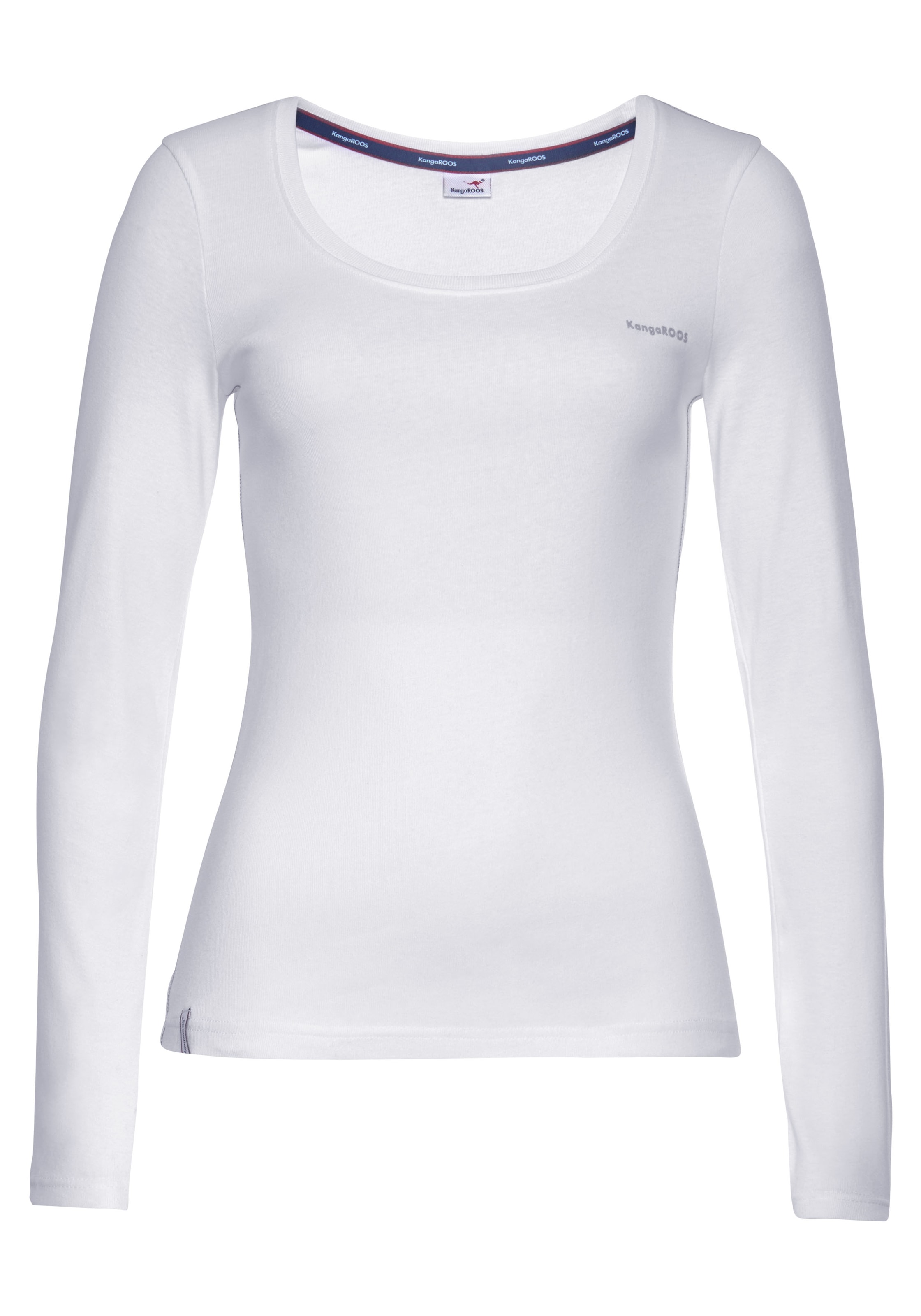 KangaROOS Langarmshirt, (Packung, 2 tlg., 2er-Pack), Langarm, unifarben oder meliert, Rundhalsausschnitt