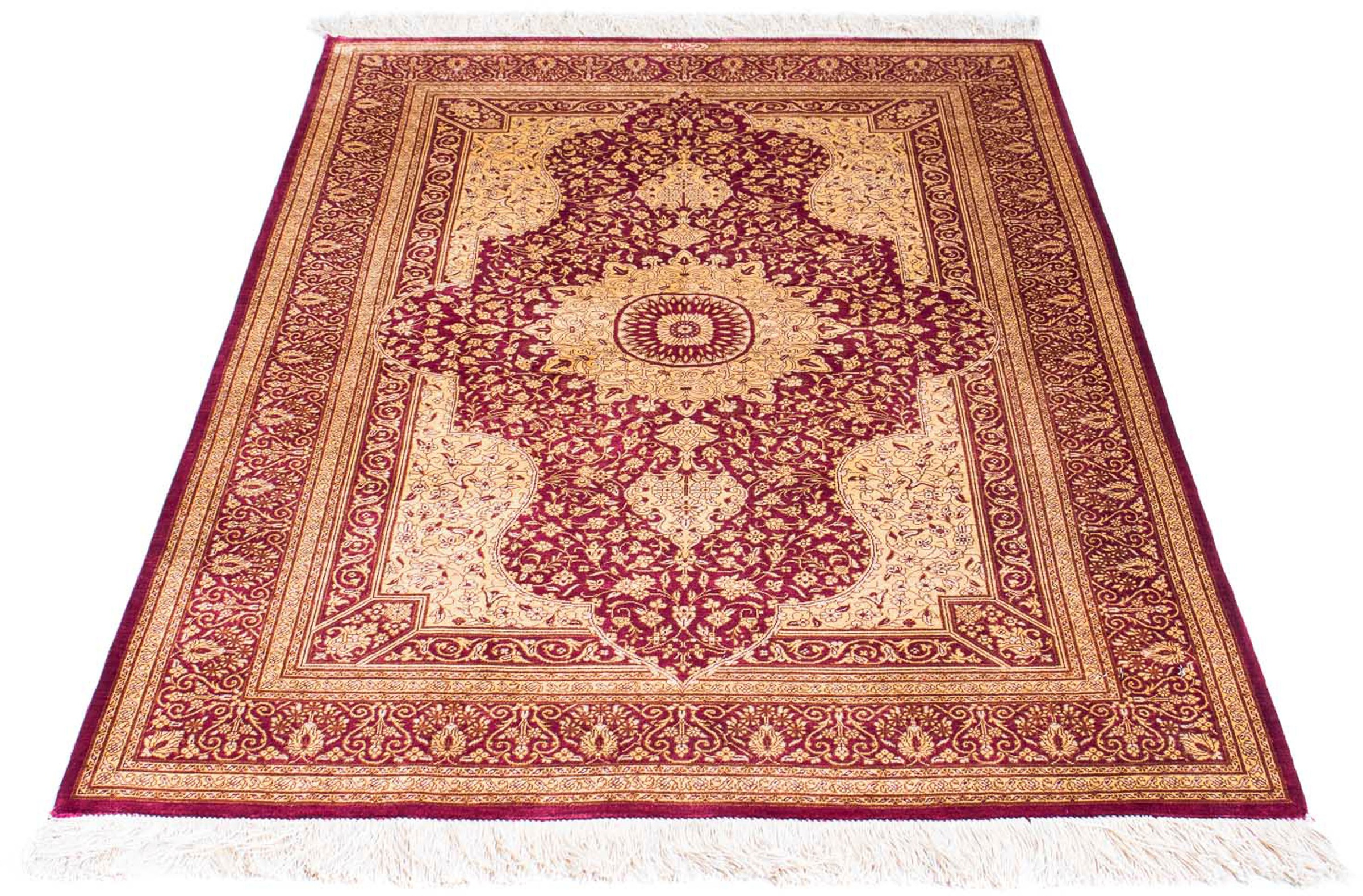 Image of morgenland Orientteppich »Perser - Ghom - 143 x 95 cm - dunkelrot«, rechteckig, 10 mm Höhe, Wohnzimmer, Handgeknüpft, Einzelstück mit Zertifikat bei Ackermann Versand Schweiz