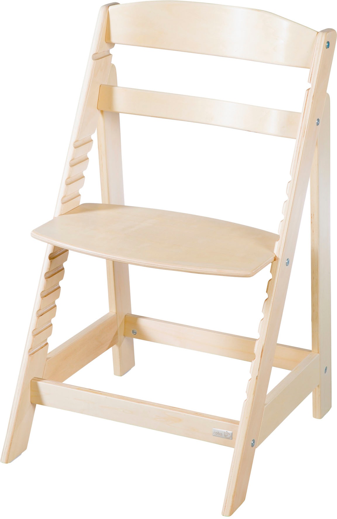 Chaise Haute Évolutive 2-en-1 - Roba - Born Up - Transat Inclinable 'greyish Matelassé' Inclus - Bois Naturel