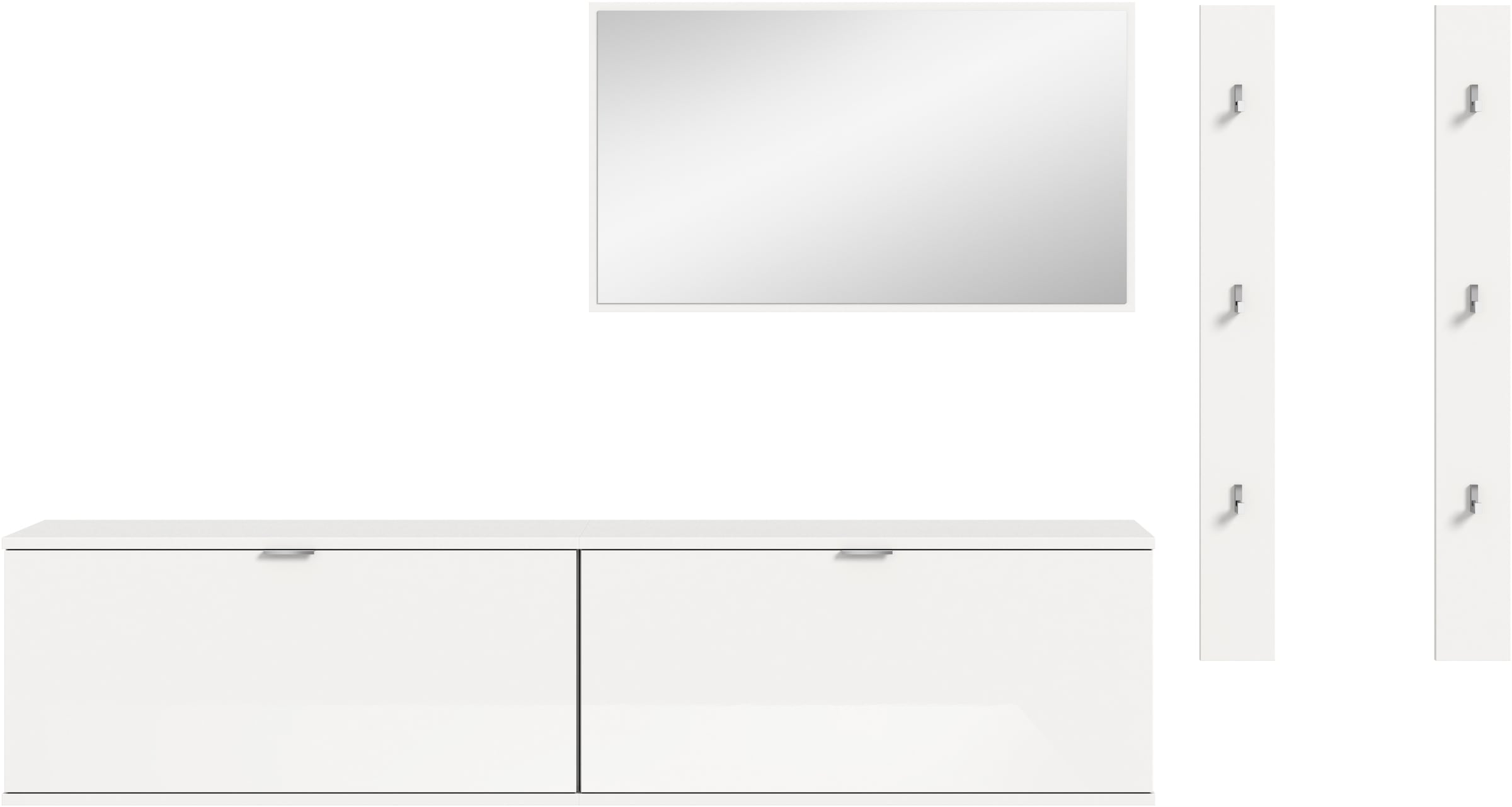 INOSIGN Garderoben-Set »Trondheim Garderobenset 4-tlg., Breite 237 cm,«, (4 St.), hochglanz, best. aus: Spiegel, 2er Set Paneele, Kommoden, Flur