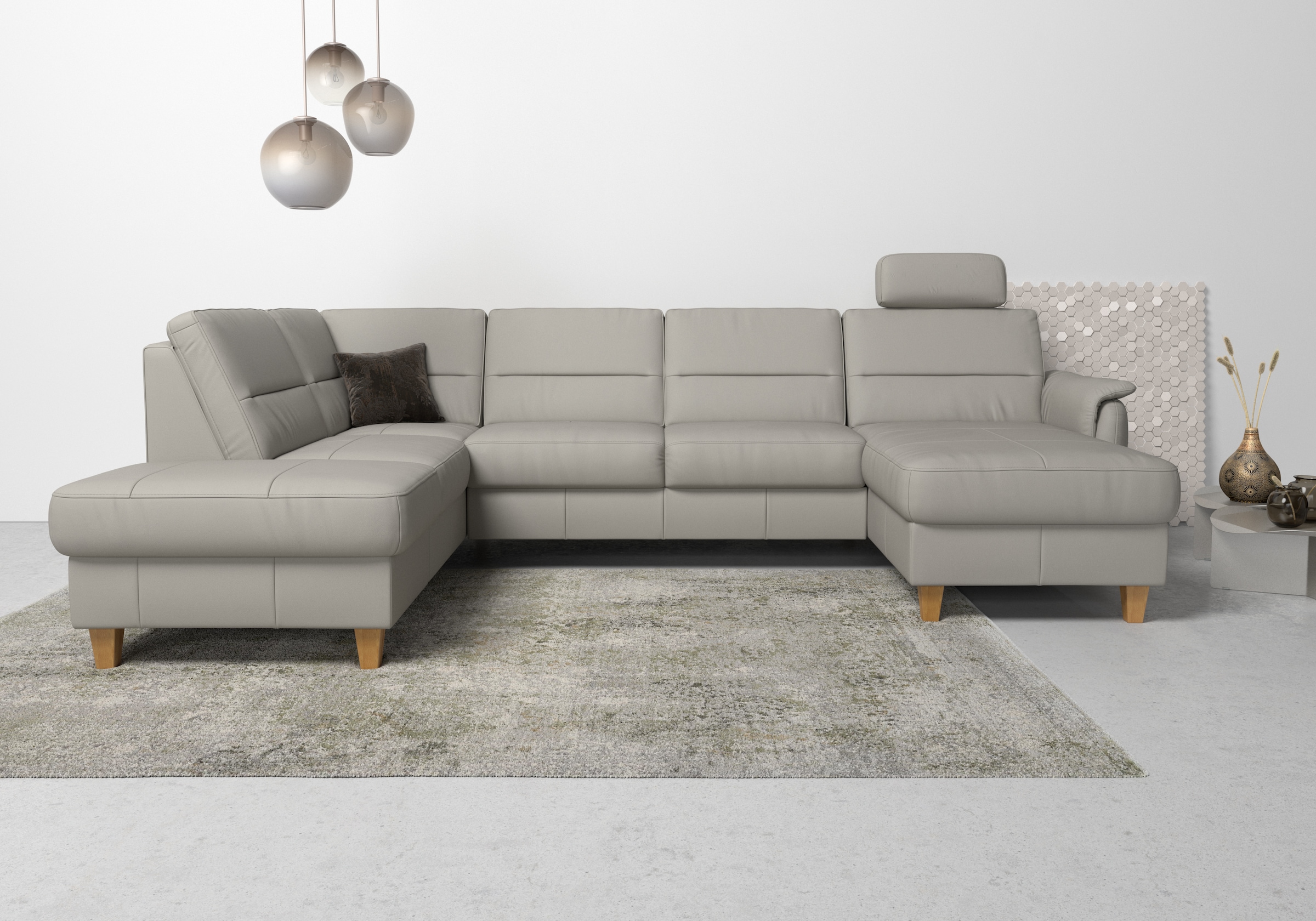 Home affaire Wohnlandschaft »Palmera U-Form«, Federkern, wahlweise mit Bettfunktion und mit/ohne Stauraum