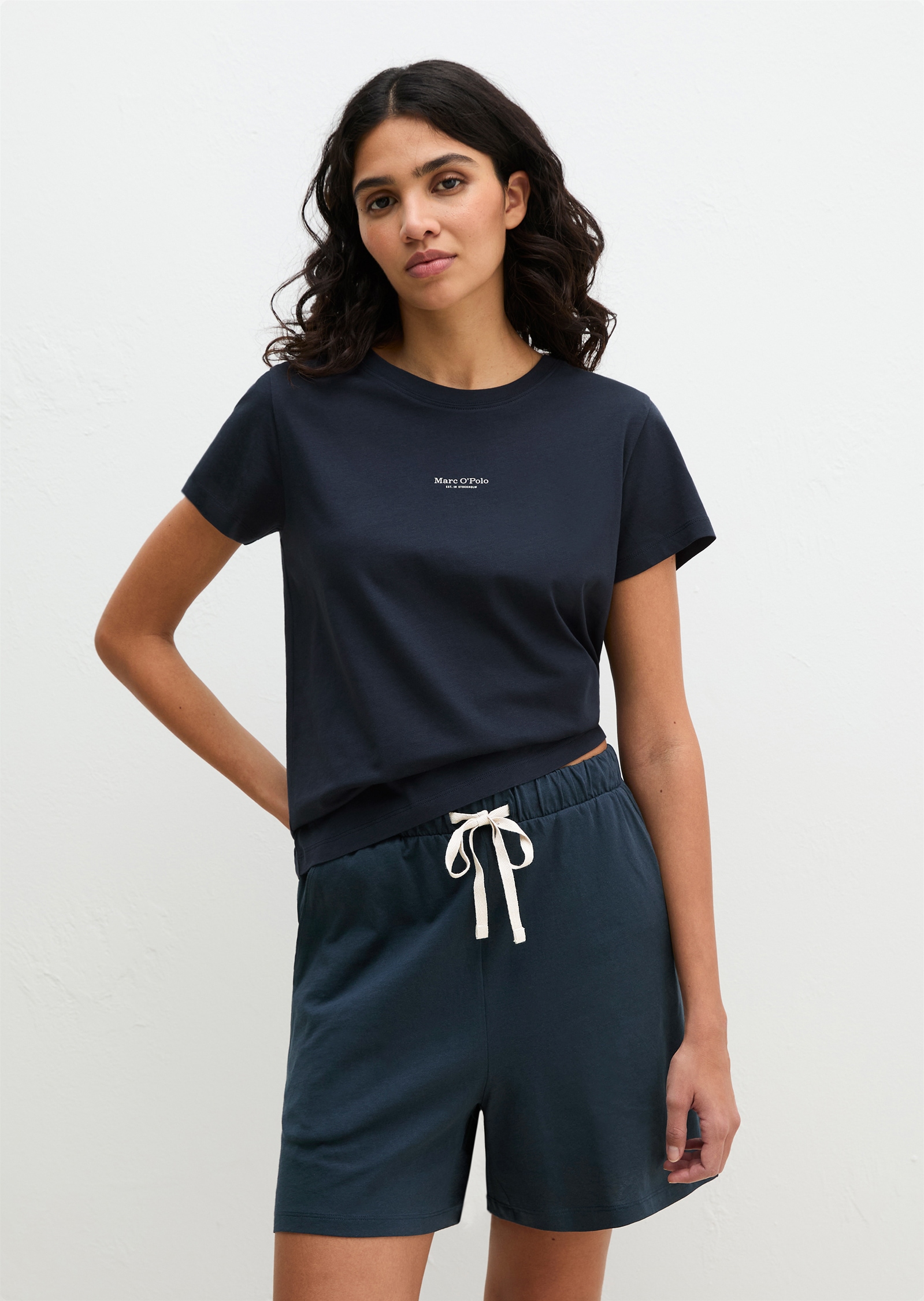 Image of Marc OPolo Pyjamaoberteil "Mix N Match Cotton Top SS" mit Rundhalsausschnitt und kurzem Arm