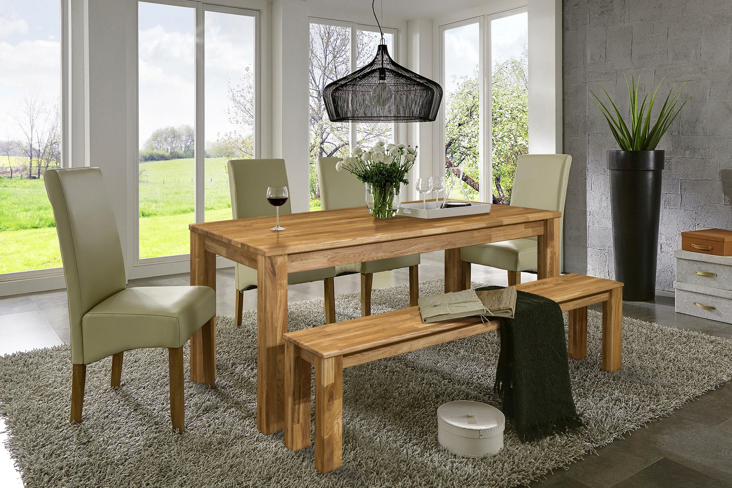 Image of Home affaire Esstisch »Ben«, aus massivem Eichenholz, in 4 unterschiedlichem Tischgrössen erhältlich bei Ackermann Versand Schweiz