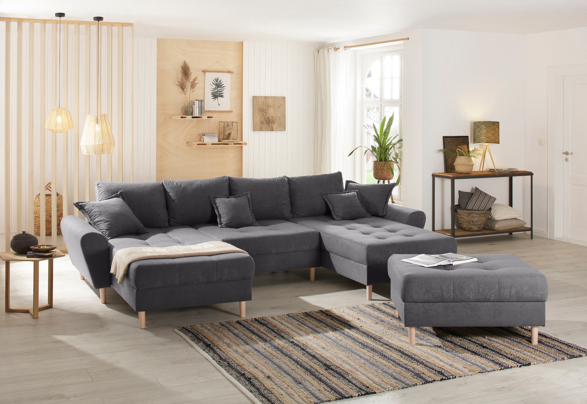 Image of Home affaire Wohnlandschaft »Rice«, Recamiere links und rechts, Bettfunktion durch Hocker bei Ackermann Versand Schweiz