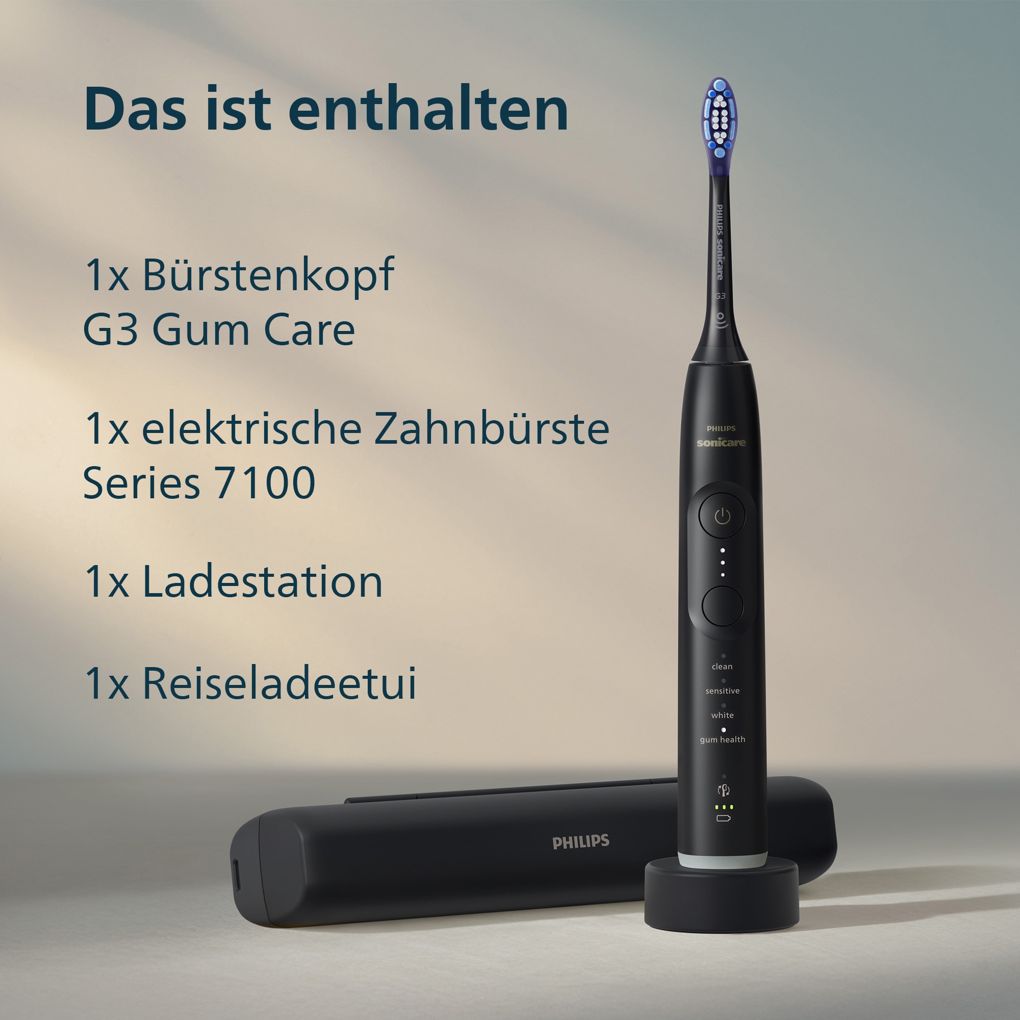 Philips Sonicare Brosse à dents électrique »Series 7100 HX7421/01« 1 cuis Aufsteckbürsten mit visueller Andruckkontrolle, 7 Putzeinstellungen, inkl. Reiseetui