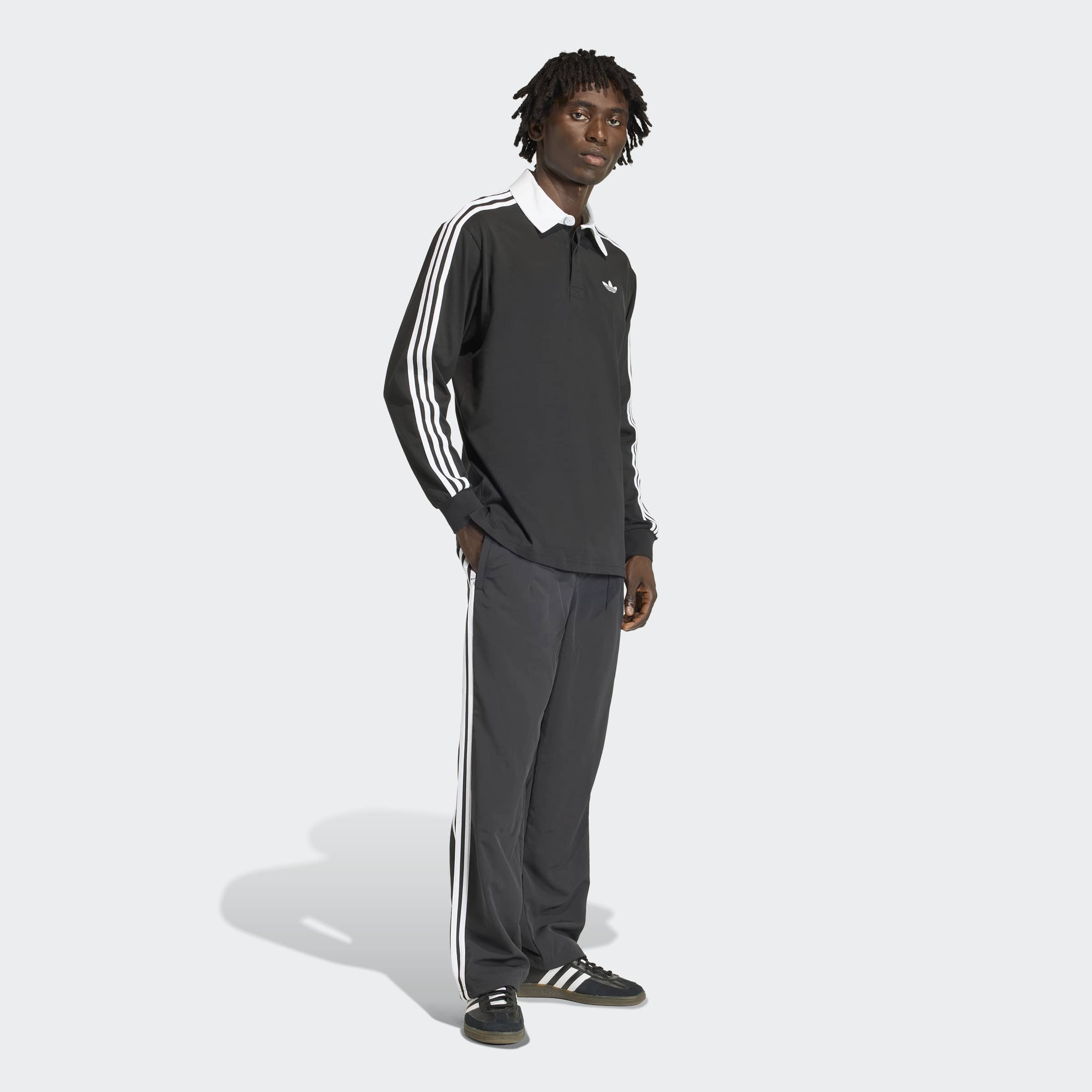 adidas Originals Poloshirt »3-STREIFEN RUGBY LONGSLEEVE POLO« mit Druckknopf, aus Baumwolle