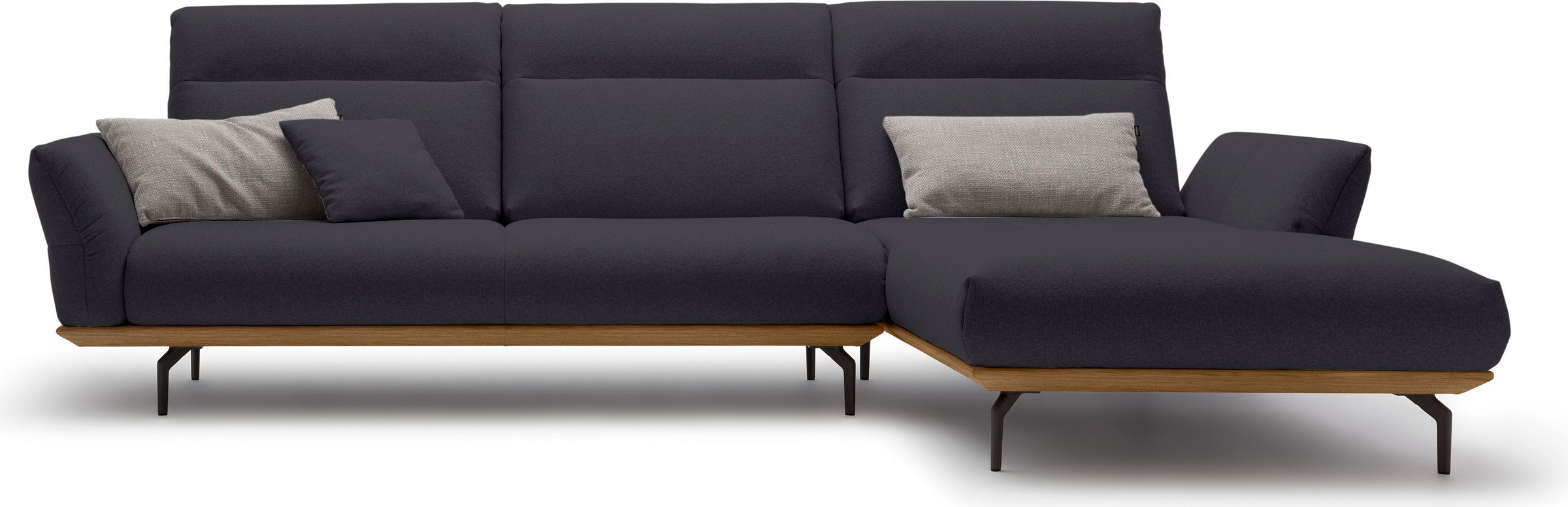 Image of Creation BY ROLF BENZ Ecksofa "CR.460 Design-Sofa der Extraklasse, verstellbare Rückenlehne, L-Form" Sockel in Nussbaum, Winkelfüsse in Umbragrau, Breite 318 cm