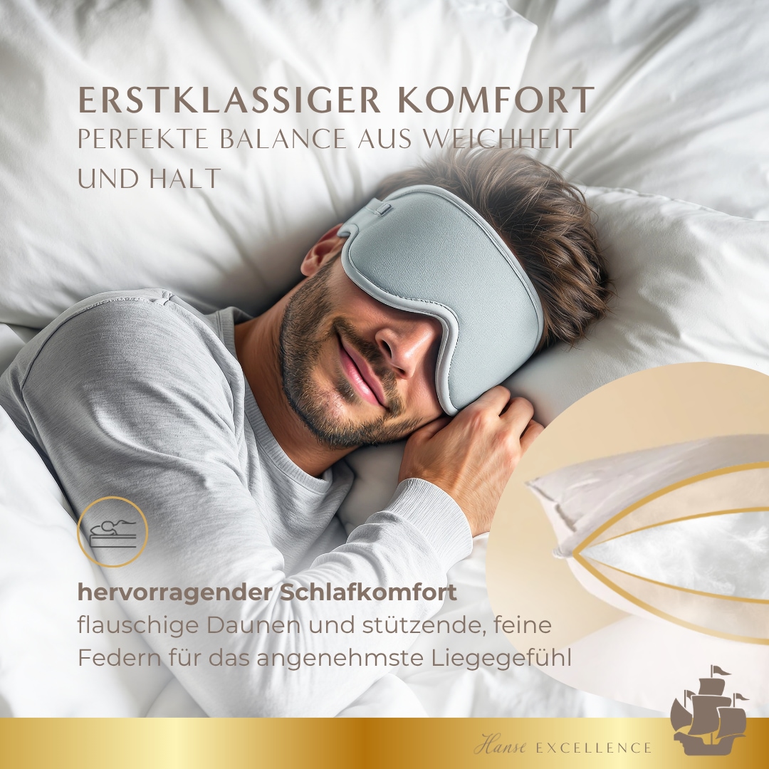 Hanse mit Kogge 3-Kammer-Kopfkissen »Hanse Excellence Gänsedaunenkopfkissen, Luxusqualität, Made in Germany« Füllung: Aussenkammern: 100% Gänsedaunen; Innenkammer: 100% Gänsefedern 1 Stk. tlg.