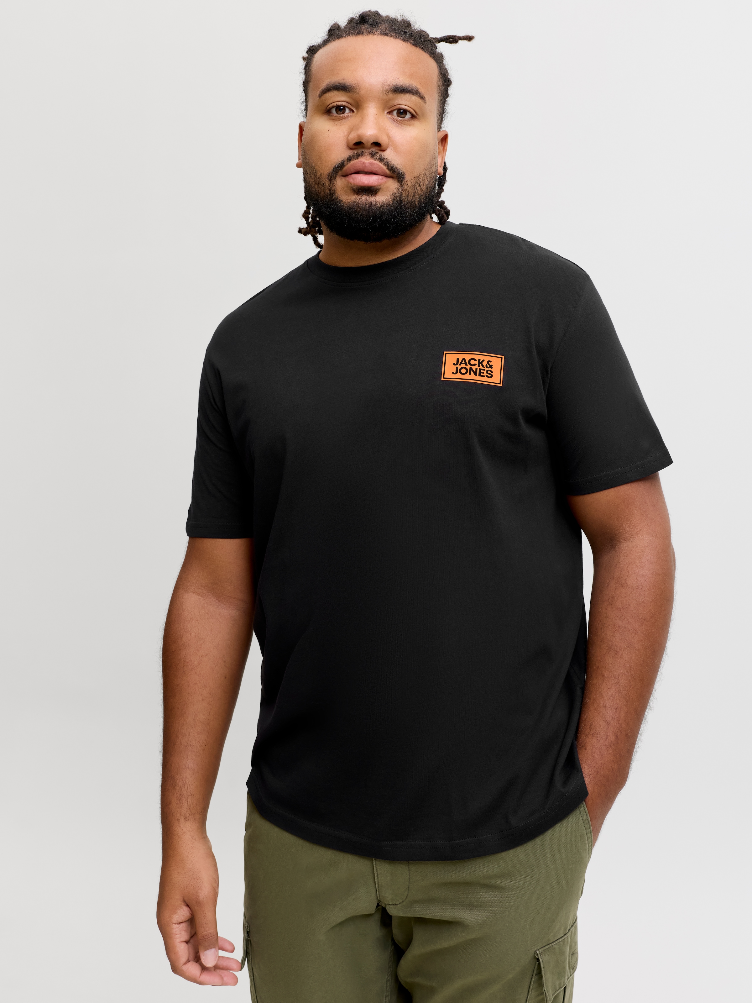 Jack & Jones PlusSize Rundhalsshirt »JJRUSH TEE SS CREW NECK SN PLS« Baumwolle, regular fit