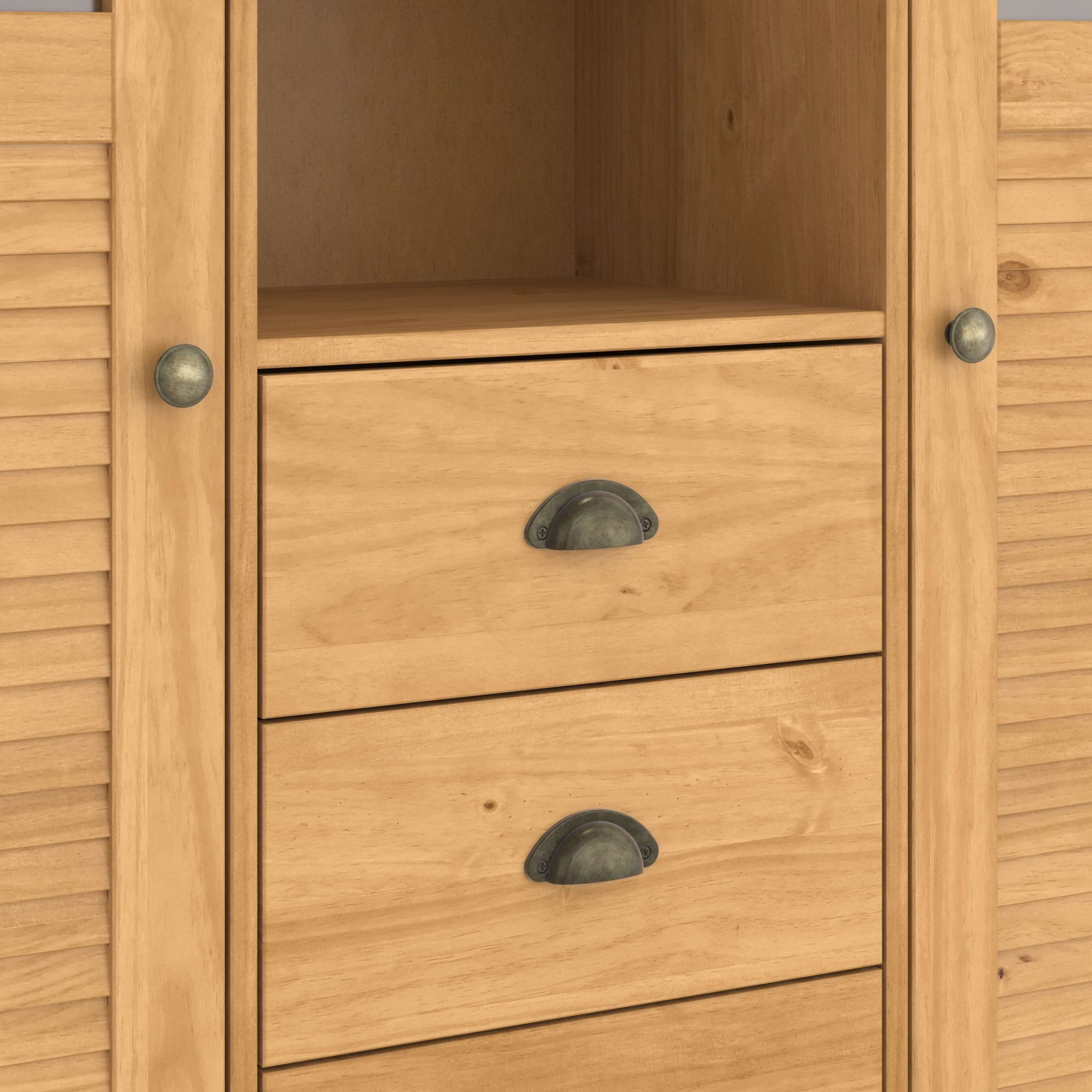 GOODproduct Buffet haut »Turia, mit Glas- und Lamellentüren« Vitrine/armoire moyenne/commode, en pin massif, FSC®, L : 127 cm