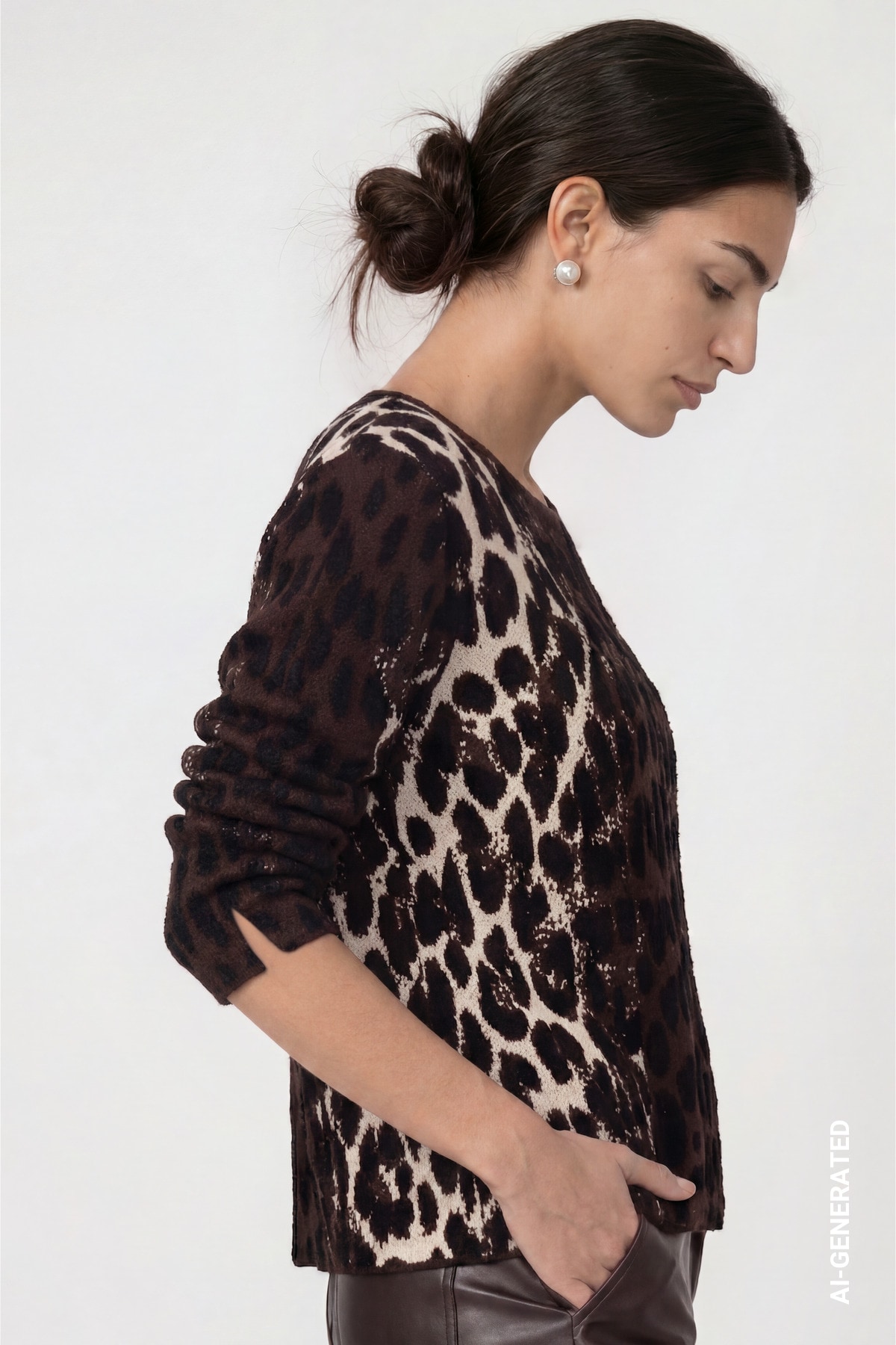 Monari Strickpullover »Pullover Leojacquard« Regular fit mit Strassdetails