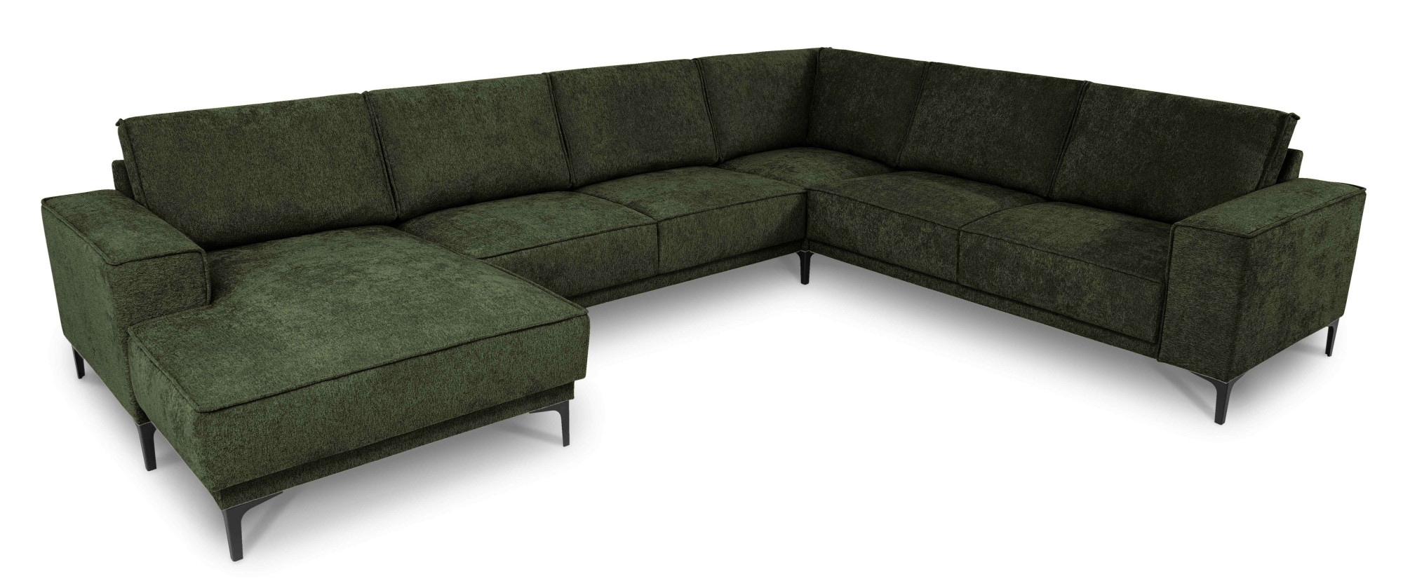 Places of Style Wohnlandschaft »XXL Sofa Oland, Struktur, Flachgewebe, Luxus-Microfaser, Boucle«, U-Form, 342 cm, Wellenunterfederung, Skandi-Design, Metallfüsse