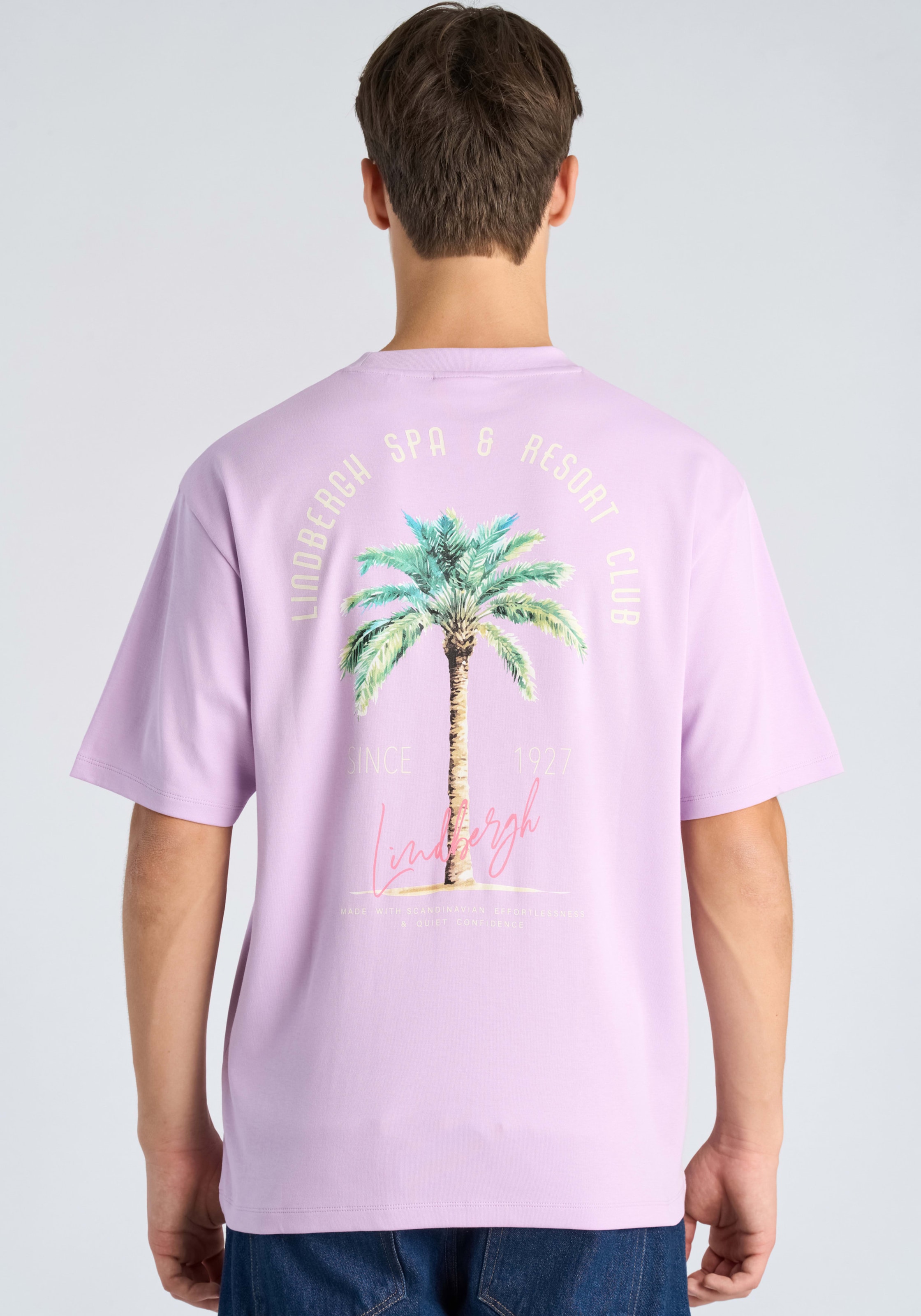 LINDBERGH T-shirt à manches courtes T-shirt d'été avec grand imprimé au dos / petit imprimé devant