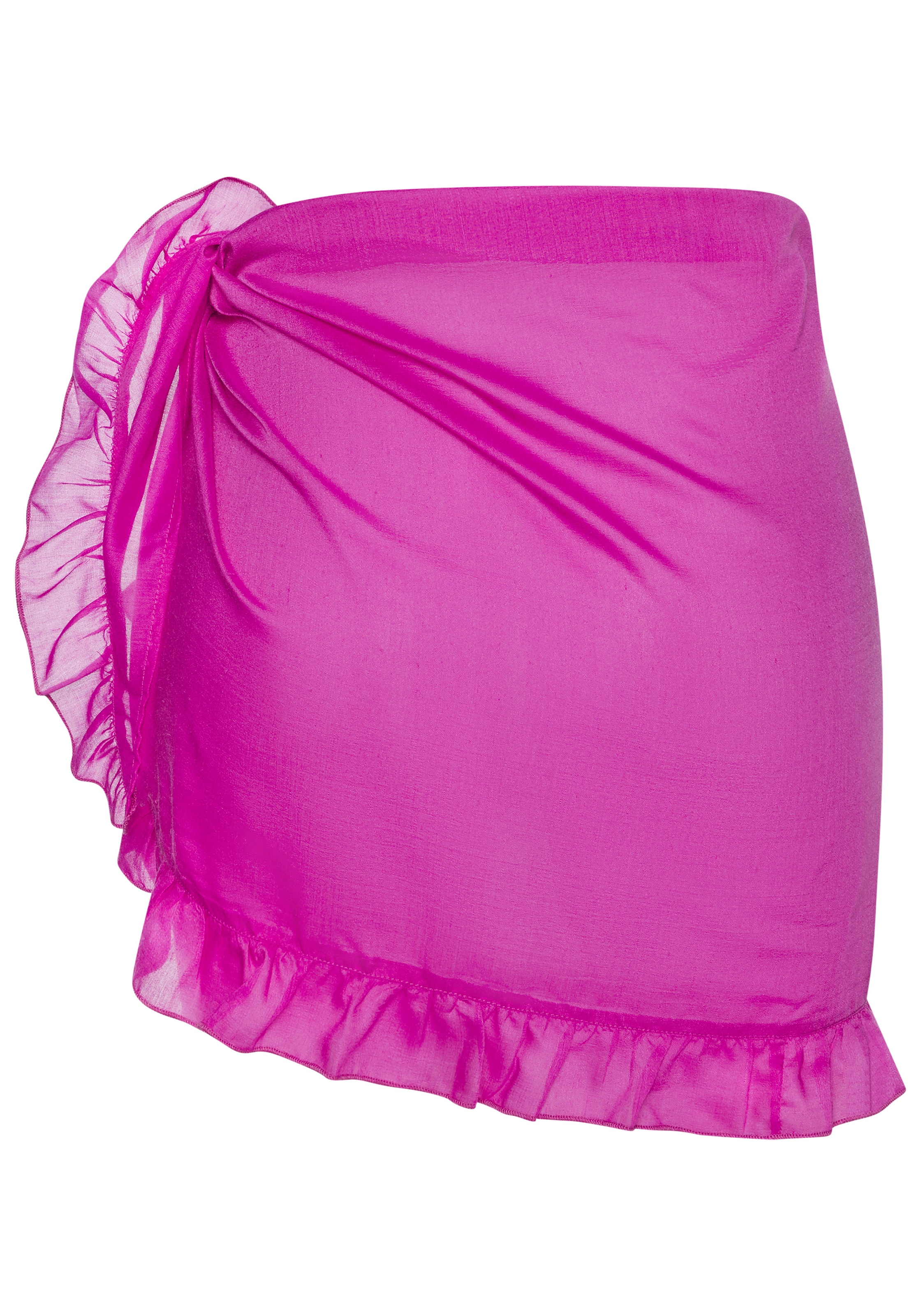 LASCANA Strandrock »mit Rüschenkante, leicht transparente Chiffonware« Pareo, kurzer Wickelrock, Beach Cover-up