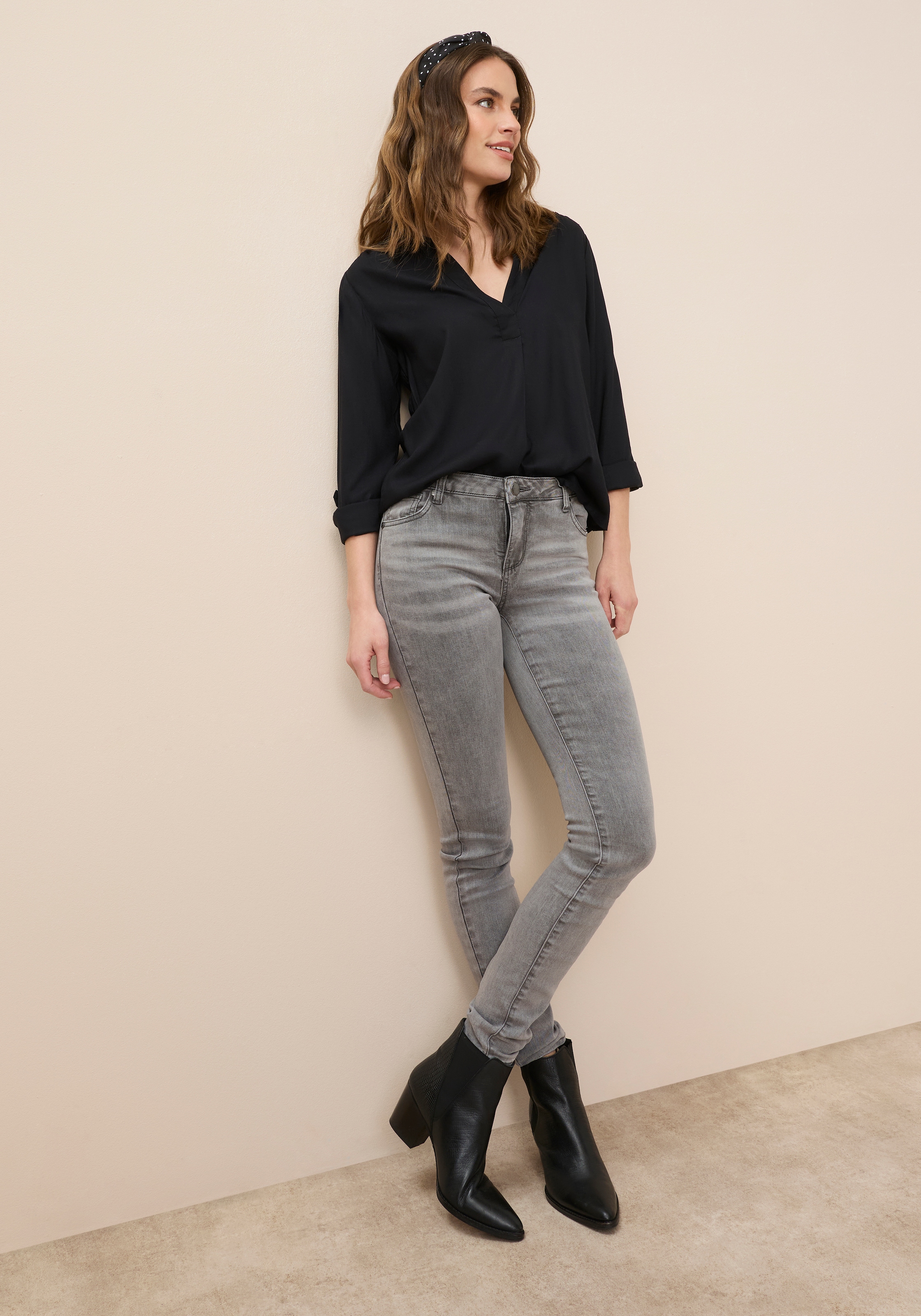 Tamaris Blouse à enfiler mit Krempelärmeln und Taschen