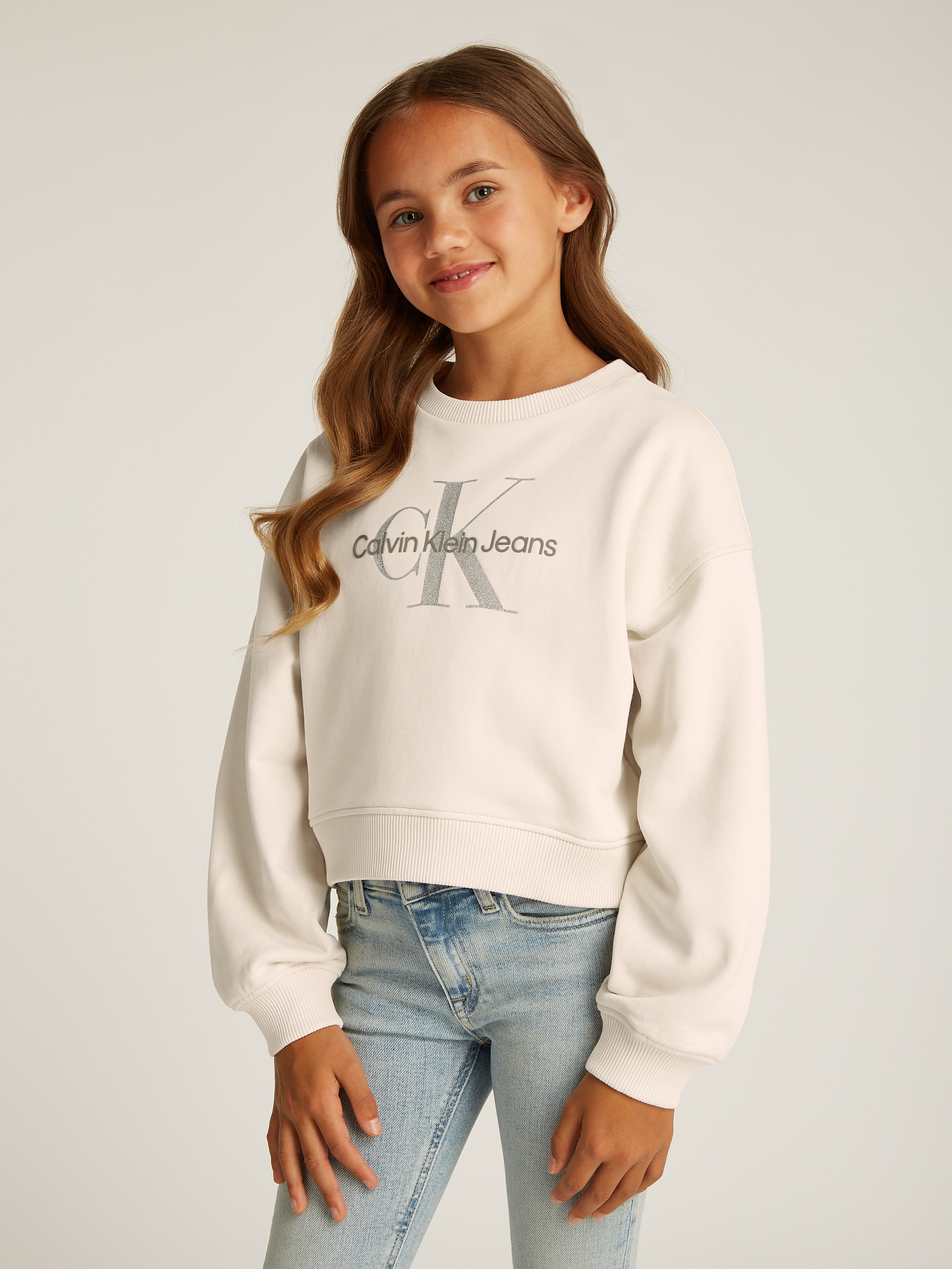 Calvin Klein Jeans Sweatshirt »GLITTER MONOLOGO CN SWEATSHIRT«, für Kinder bis 16 Jahre mit Logoschriftzug