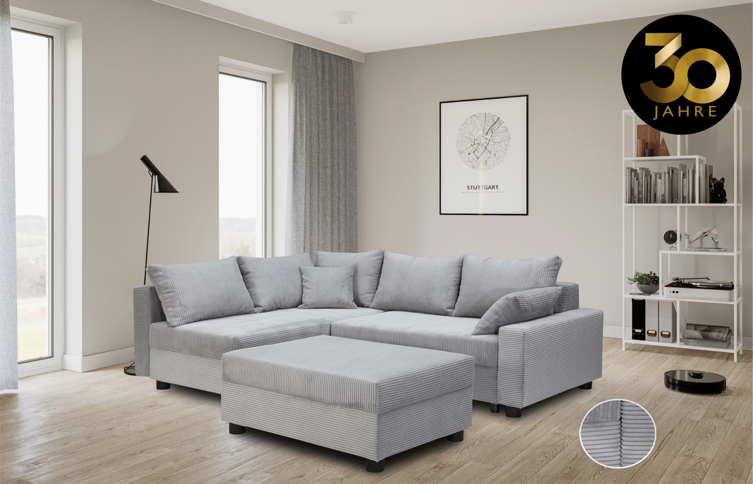 COLLECTION AB Ecksofa »30 Jahre Jubiläums-Modell Parma L-Form«, inkl. Bettfunktion und Bettkasten, in Cord, frei stellbar