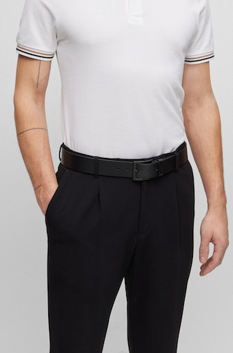 Image of BOSS Ledergürtel "Connio" minimalistisch, Matte-Schliesse und Boss-Prägung auf der Lederschlaufe