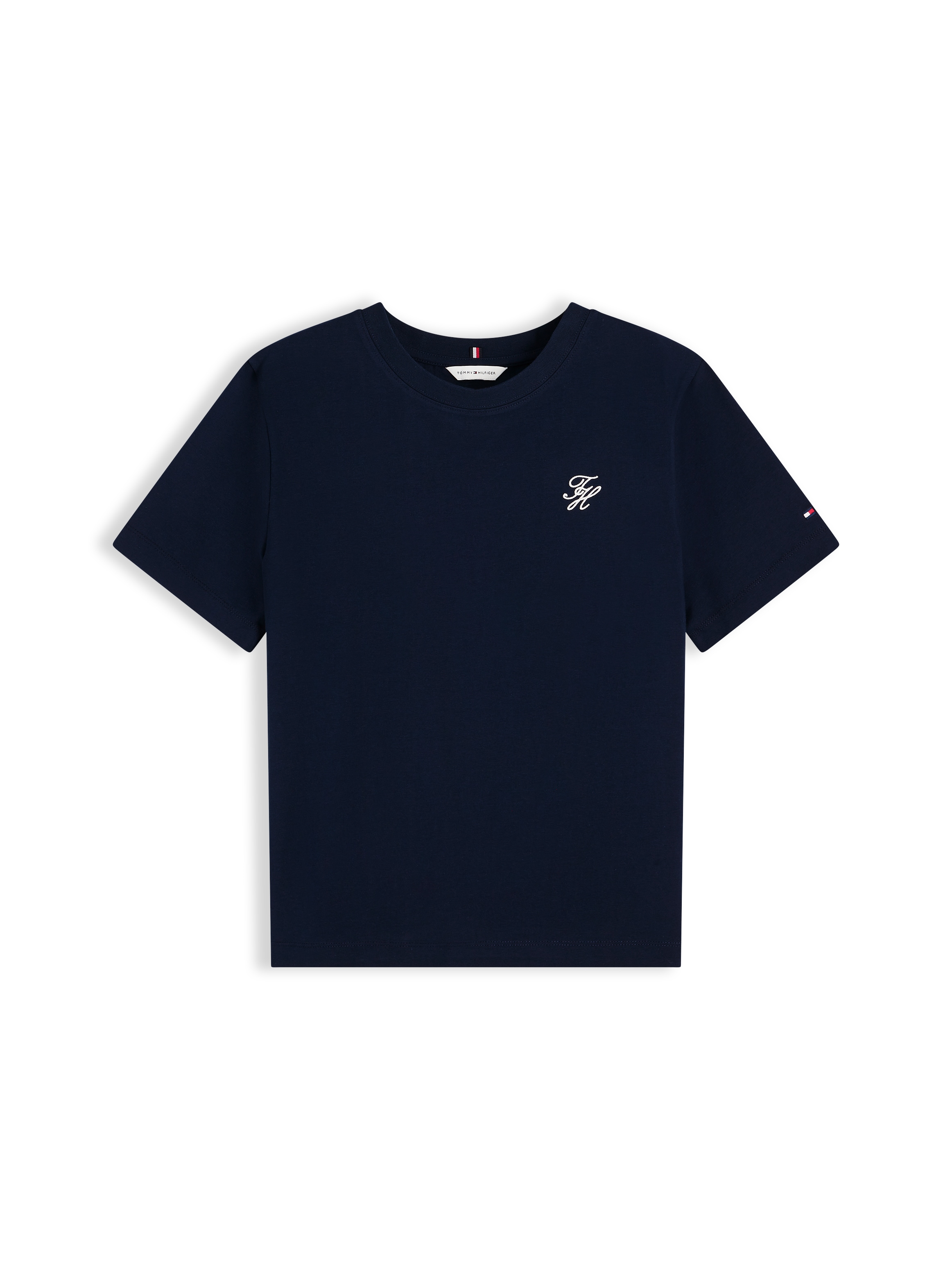 Tommy Hilfiger Kurzarmshirt »TH SCRIPT REG C-NK SS TEE« Baumwollmischung, regular fit