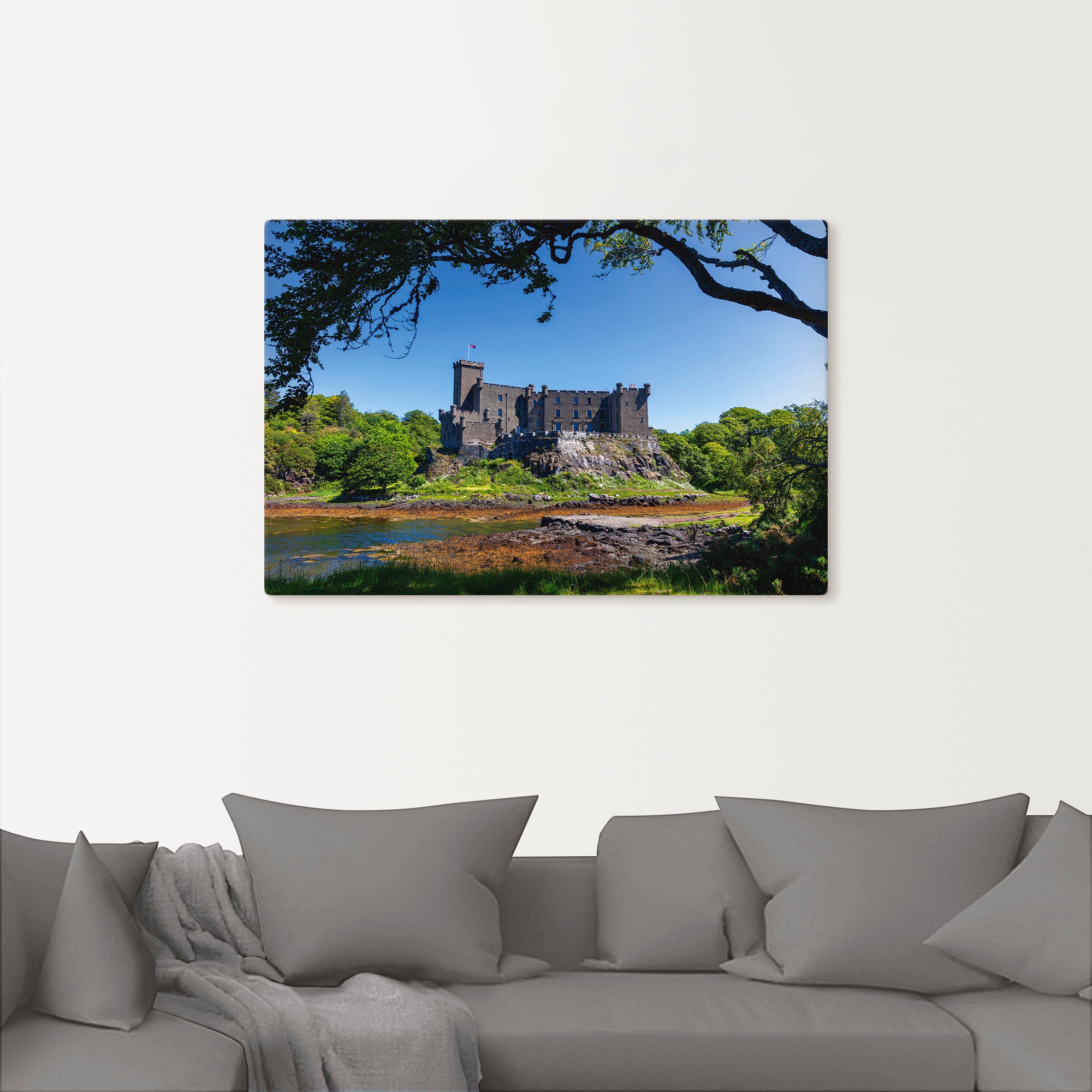 in Gebäude, Grössen Wandaufkleber jetzt Artland Leinwandbild, (1 Duvegan, Wandbild kaufen »Duvegan oder Alubild, versch. Loch Castle Poster Schottland«, St.), als