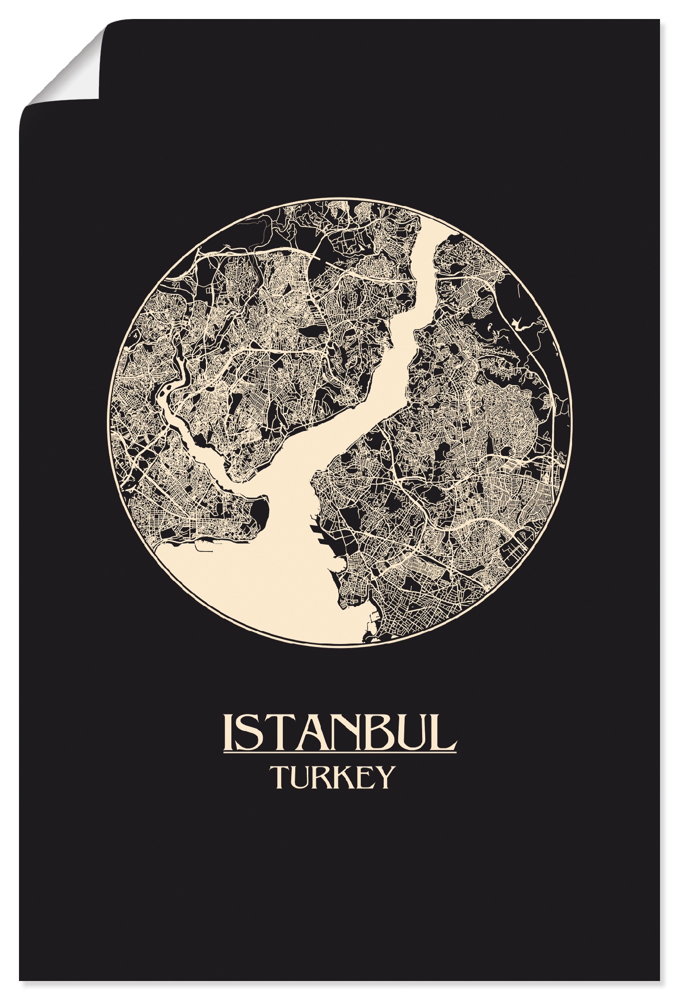 Image of Artland Wandbild »Retro Karte Istanbul Kreis«, Landkarten, (1 St.), in vielen Grössen & Produktarten - Alubild / Outdoorbild für den Aussenbereich, Leinwandbild, Poster, Wandaufkleber / Wandtattoo auch für Badezimmer geeignet bei Ackermann Versand Schweiz