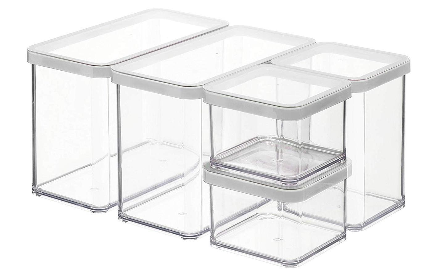 Image of ROTHO Vorratsdose "Loft 5-teilig, 45326 l, Transparent/Weiss"