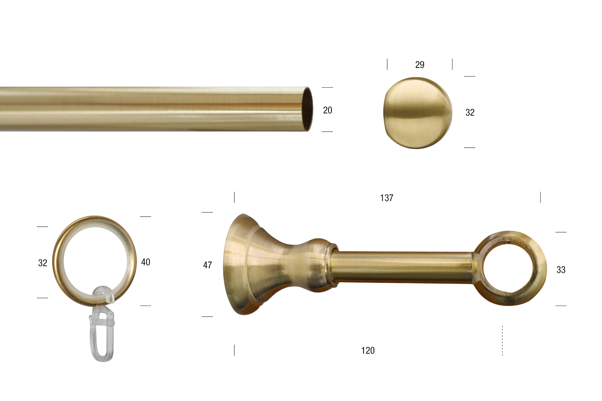 GARESA Gardinenstange »ANDREA« Ø 20 mm 1 läufig-läufig Wunschmasslänge Vorhanggarnitur, verlängerbar, Endknopf Kugel kurz, mit Ringen