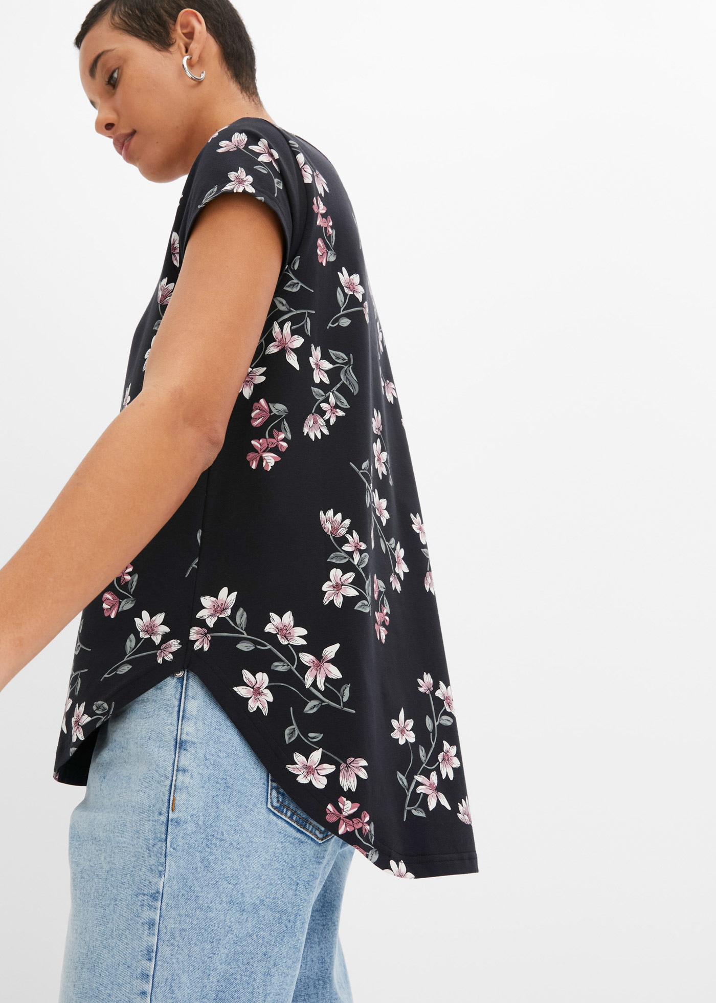 bonprix Chemisier Dezente Oversize Passform, mit kurzem Reissverschluss