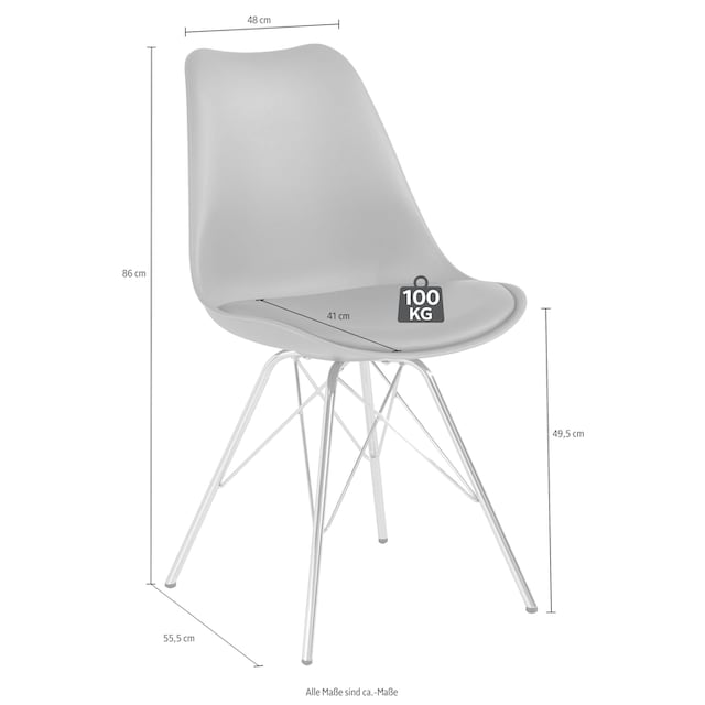 Homexperts 4-Fussstuhl »Ursel 01«, (Set), 2 St., Kunstleder, Sitzschale mit  Sitzkissen in Kunstleder günstig kaufen