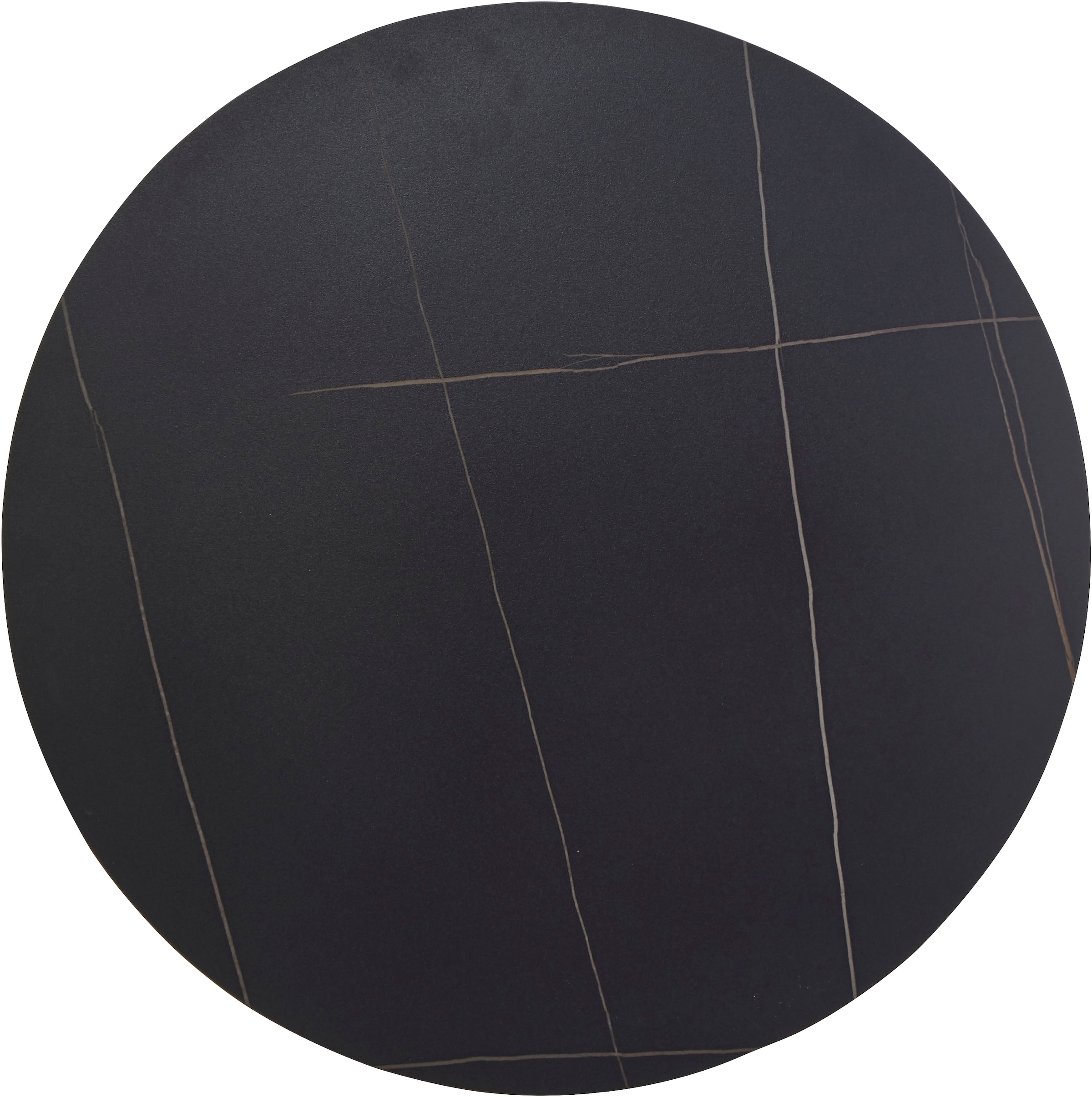 GOODproduct Esstisch »Freya« 1 Stk. tlg. Runder Tisch 90cm in Sinterstein, Black Copper mit schwarzem Säulenfuss