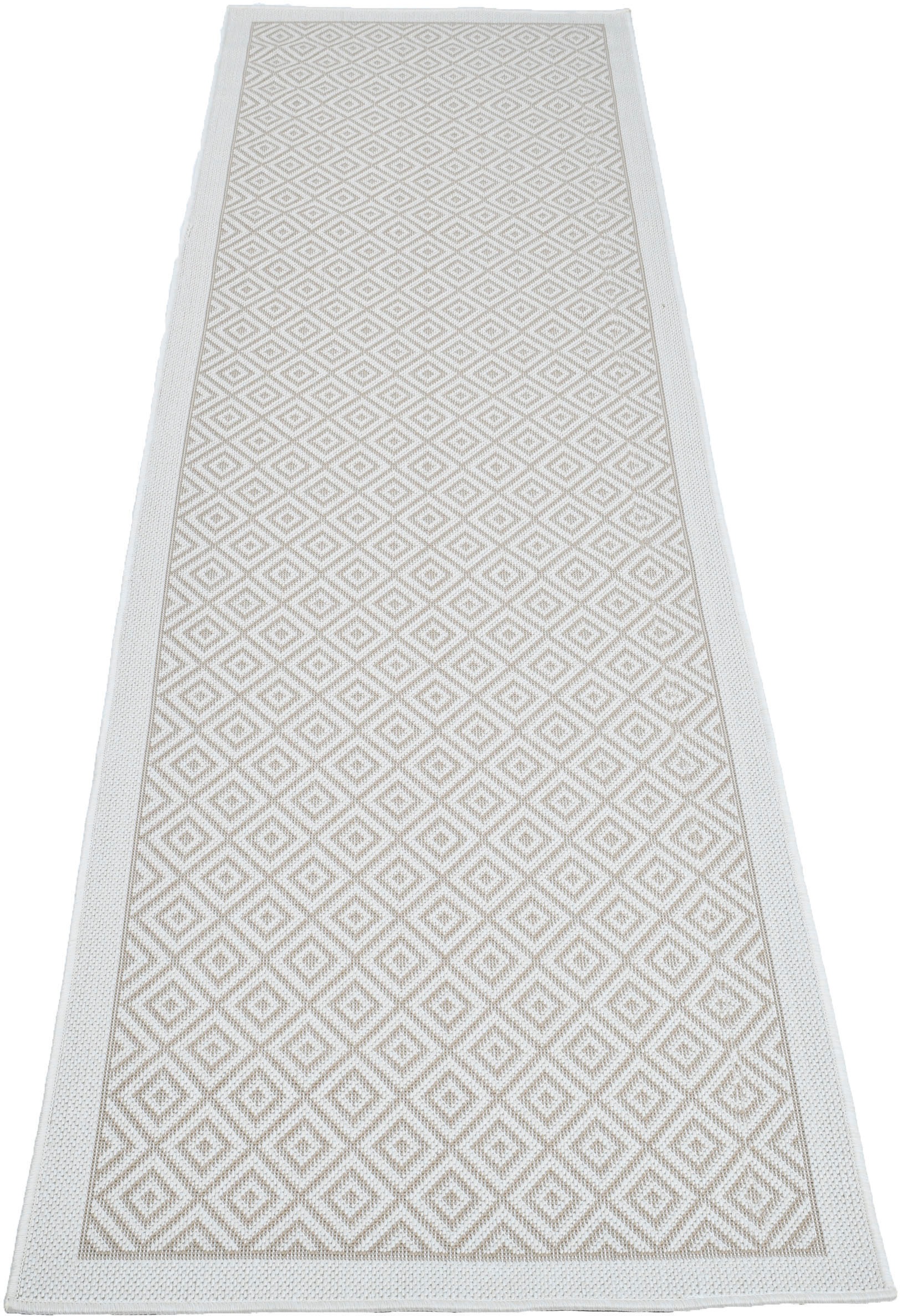 Image of andas Läufer »Aliza«, rechteckig, 8 mm Höhe, In- und Outdoor geeignet, mit Bordüre, Rauten-Design, modern, Wetterfest & UV-beständig, für Balkon, Terrasse und Wintergarten, besonders flach, auch für Küche oder Esszimmer und Wohnzimmer geeignet bei Ackerma