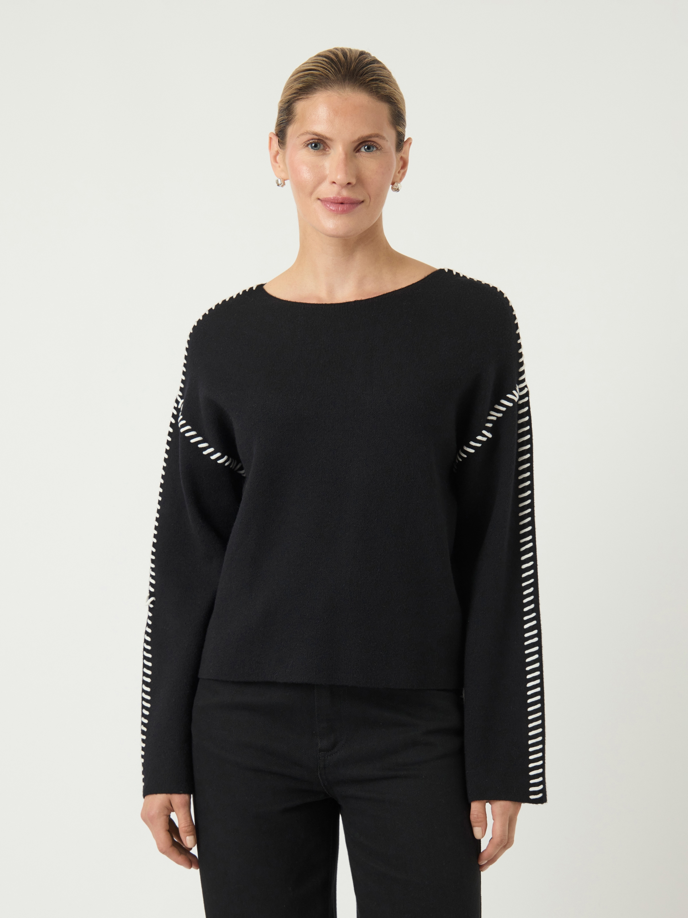 Image of Y.A.S Strickpullover "YASSTITCHA LS KNIT PULLOVER S. NOOS" farblich abgesetzte Nähte