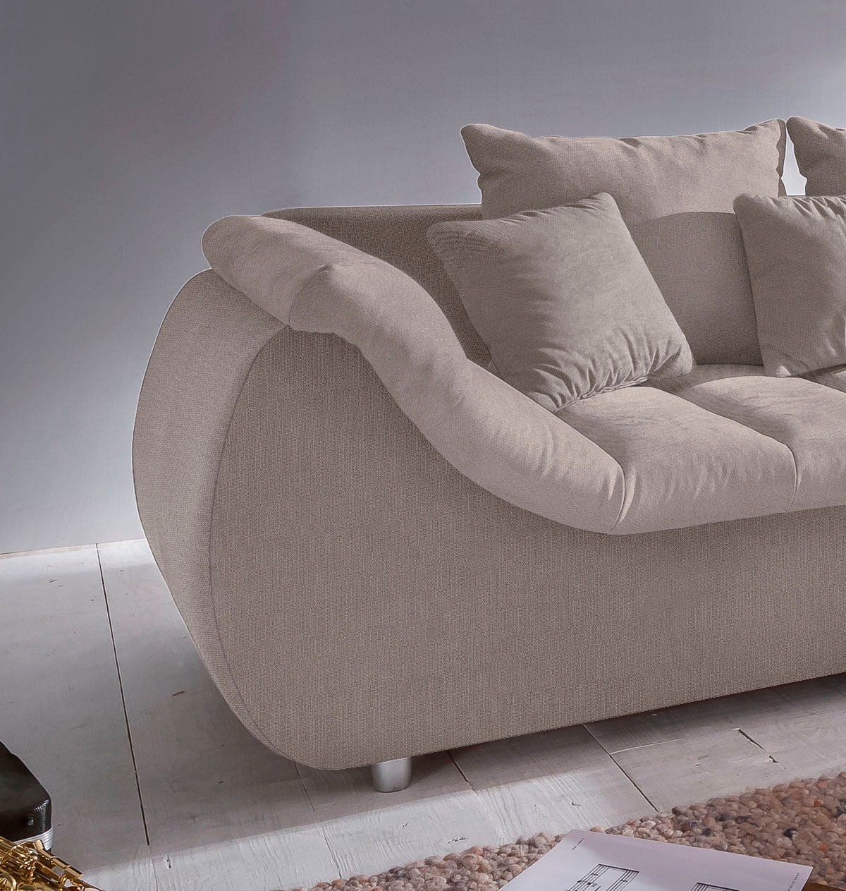 INOSIGN Ecksofa »Imola elegant und bequem, aktuelle Steppung im Sitz, L-Form«, wahlweise mit Bettfunktion