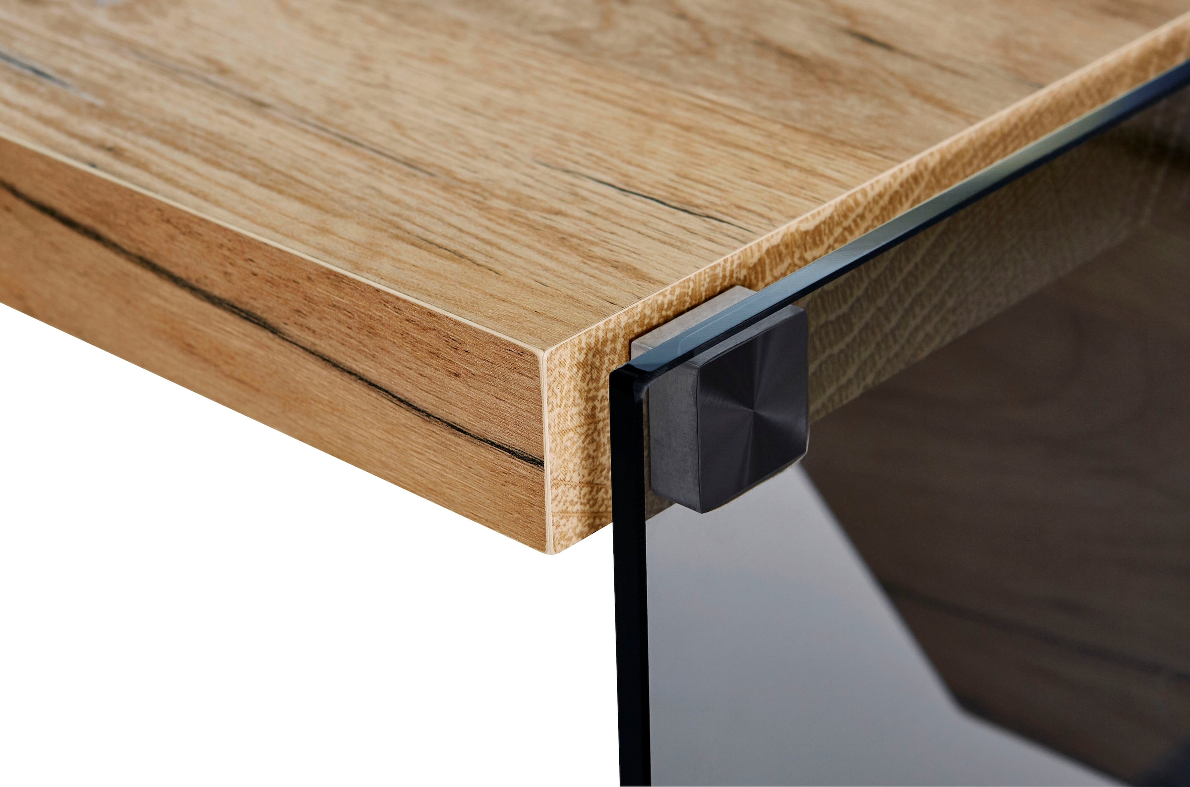 Jahnke Schreibtisch »LUX C 140« wechselseitig montierbar, Seitenteil aus ESG Sicherheitsglas